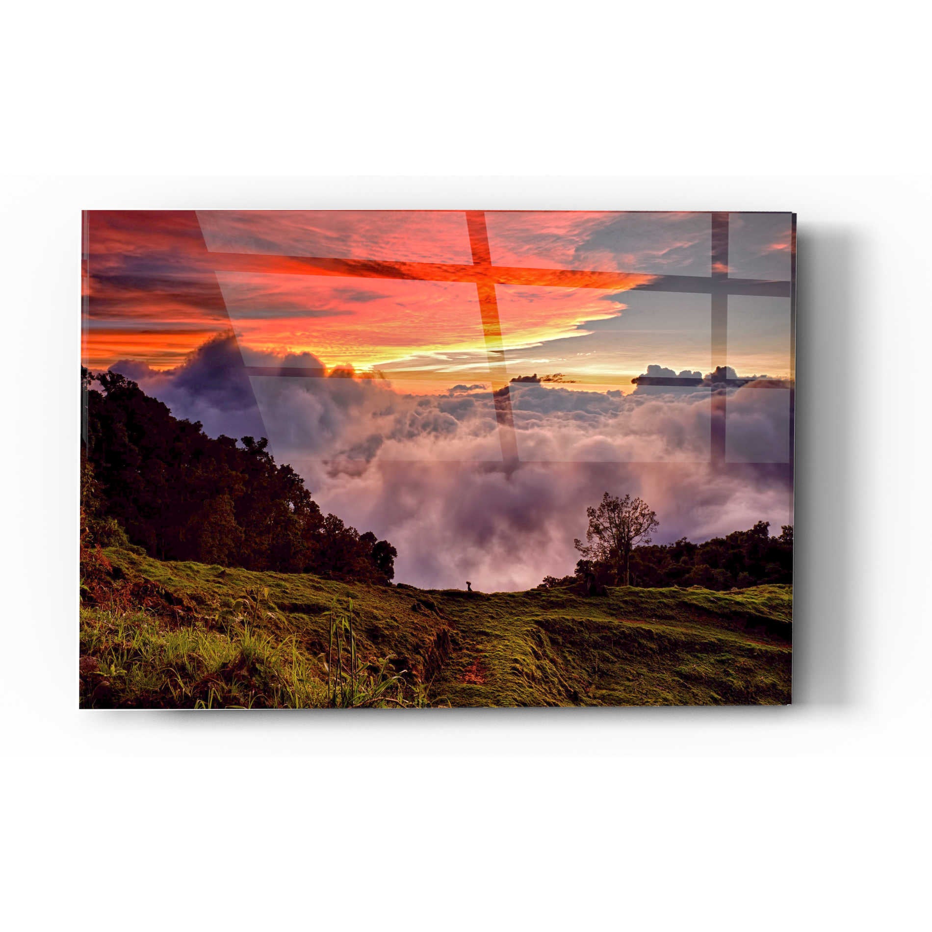 Epic Art 'Valley Clouds at Sunset,' Acrylic Glass Wall Art,12x16