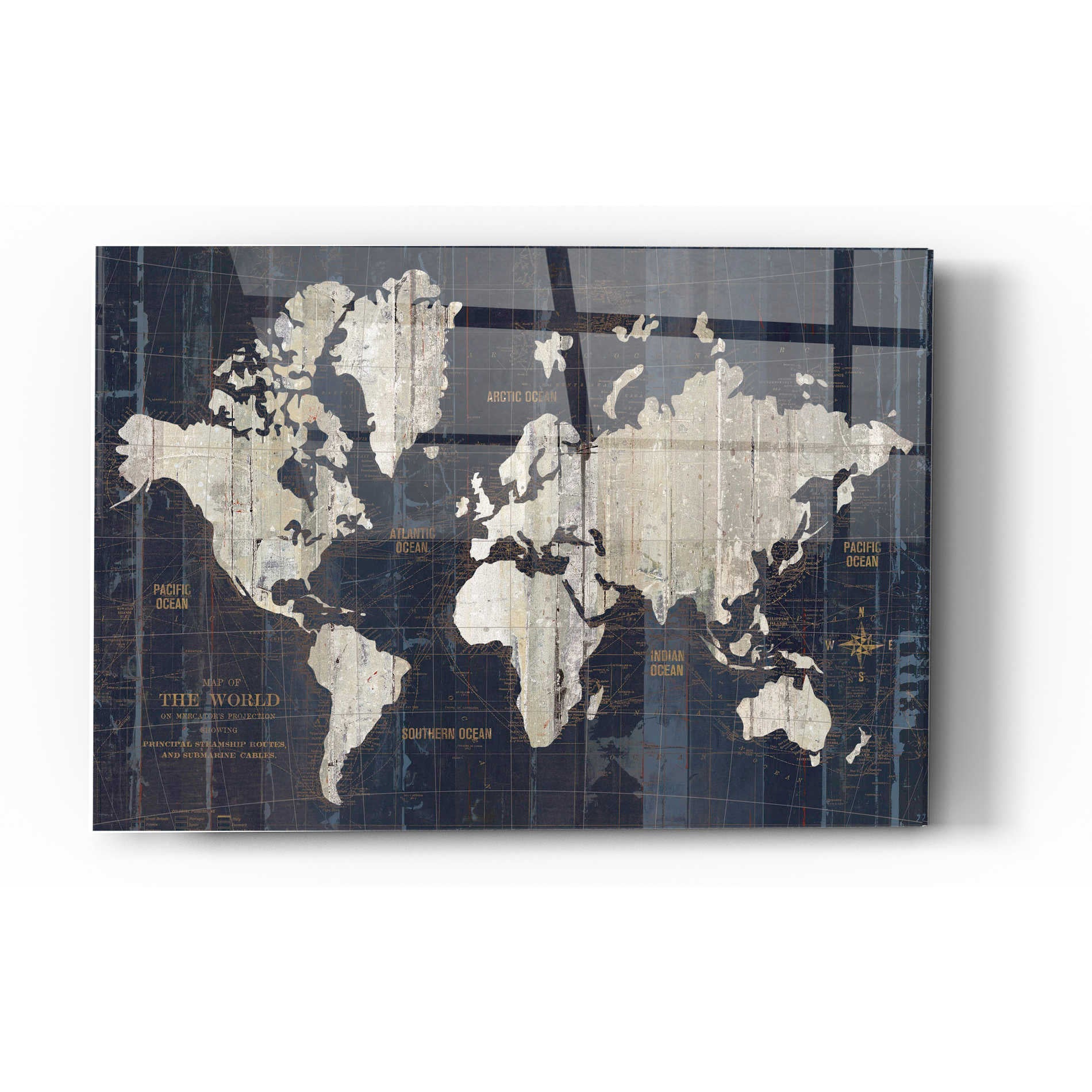 Epic Art 'Old World Map' by Wild Apple Portfolio, Acrylic Glass Wall Art,12x16