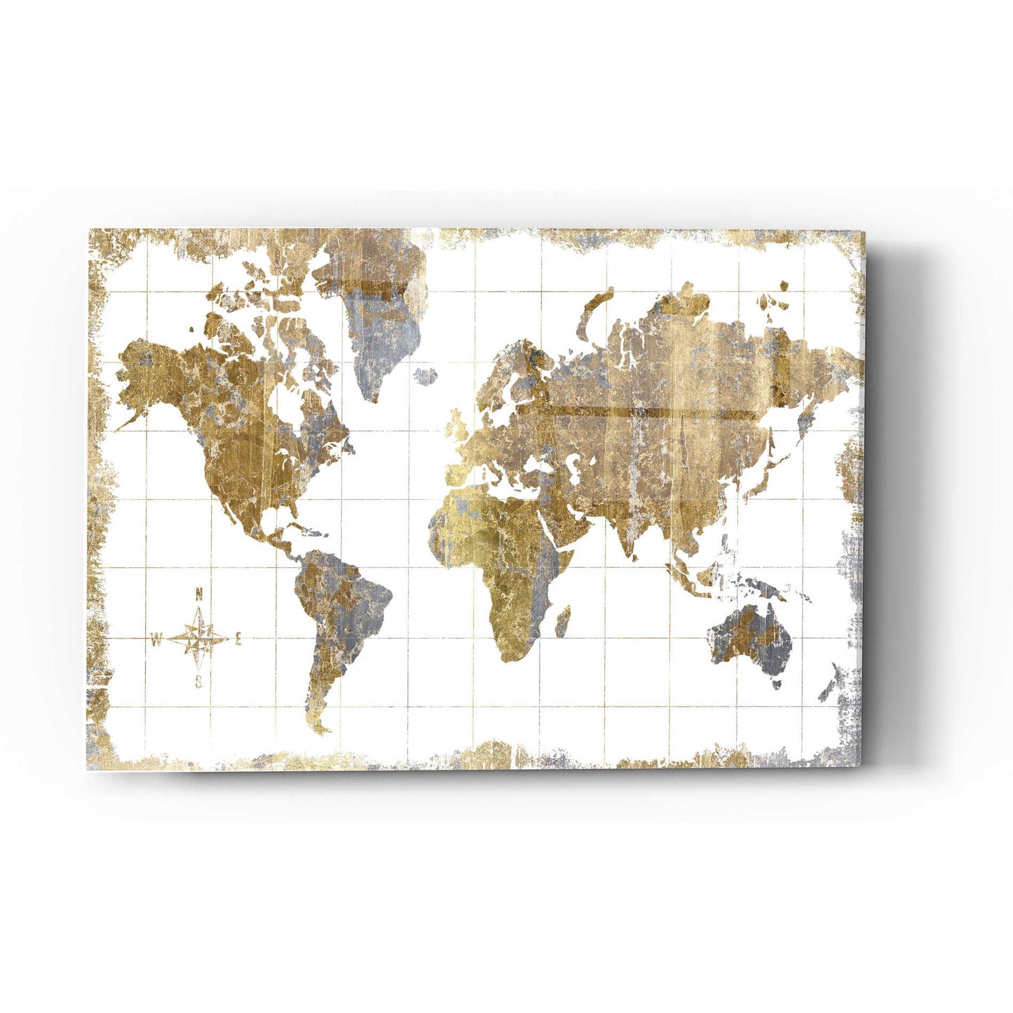 Epic Art 'Gilded Map' by Wild Apple Portfolio, Acrylic Glass Wall Art,12x16