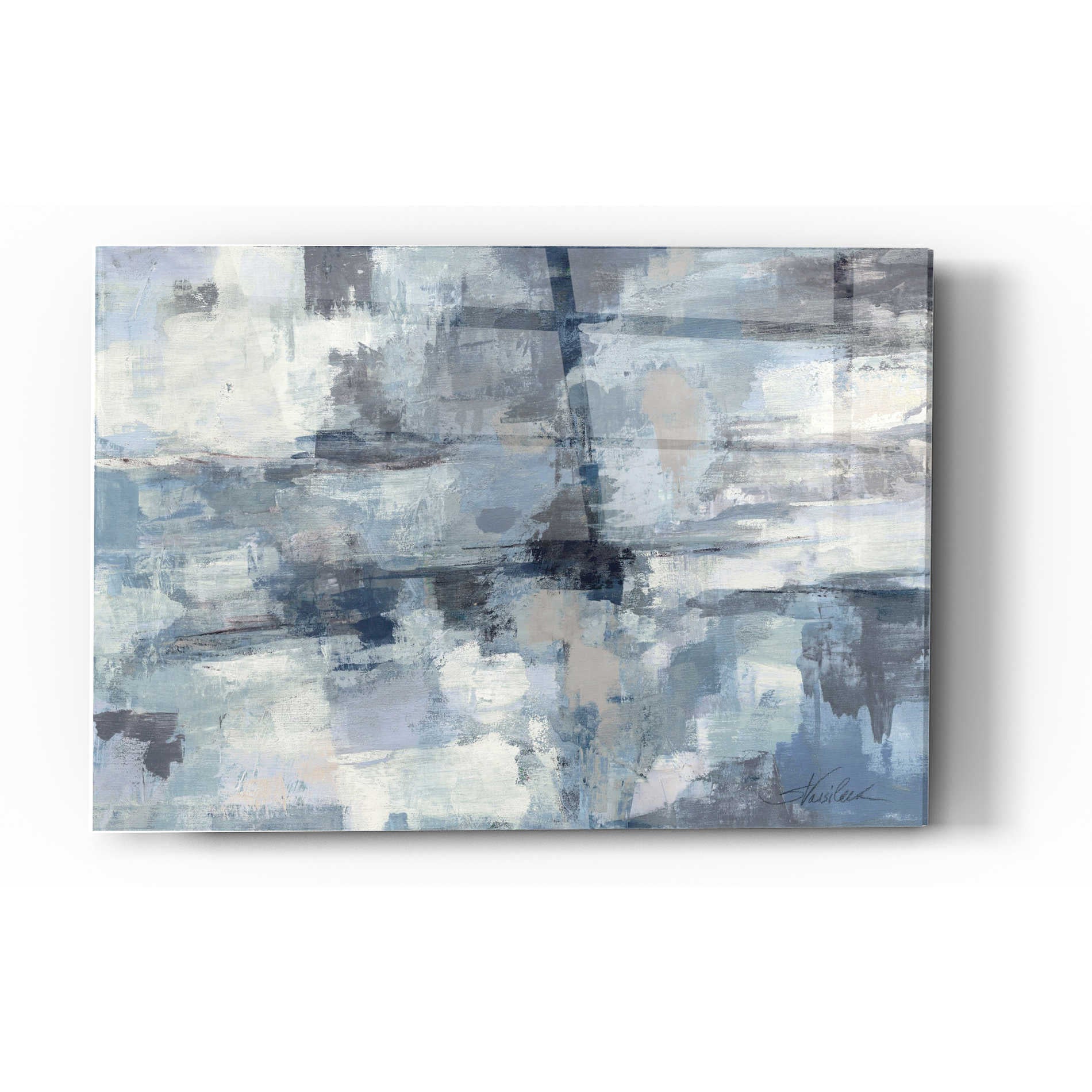 Epic Art 'In The Clouds Indigo and Grey' by Silvia Vassileva, Acrylic Glass Wall Art,12x16