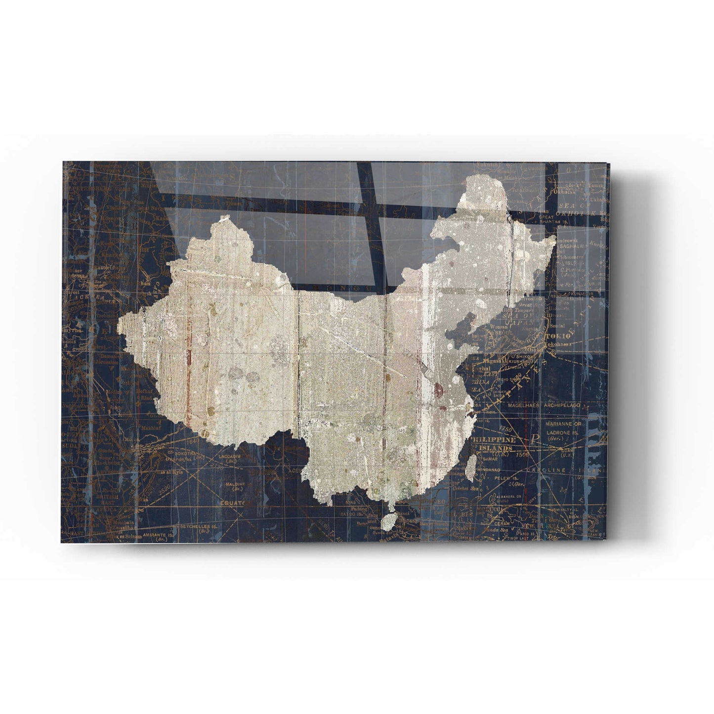 Epic Art 'Old World Map China' by Wild Apple Portfolio, Acrylic Glass Wall Art,12x16