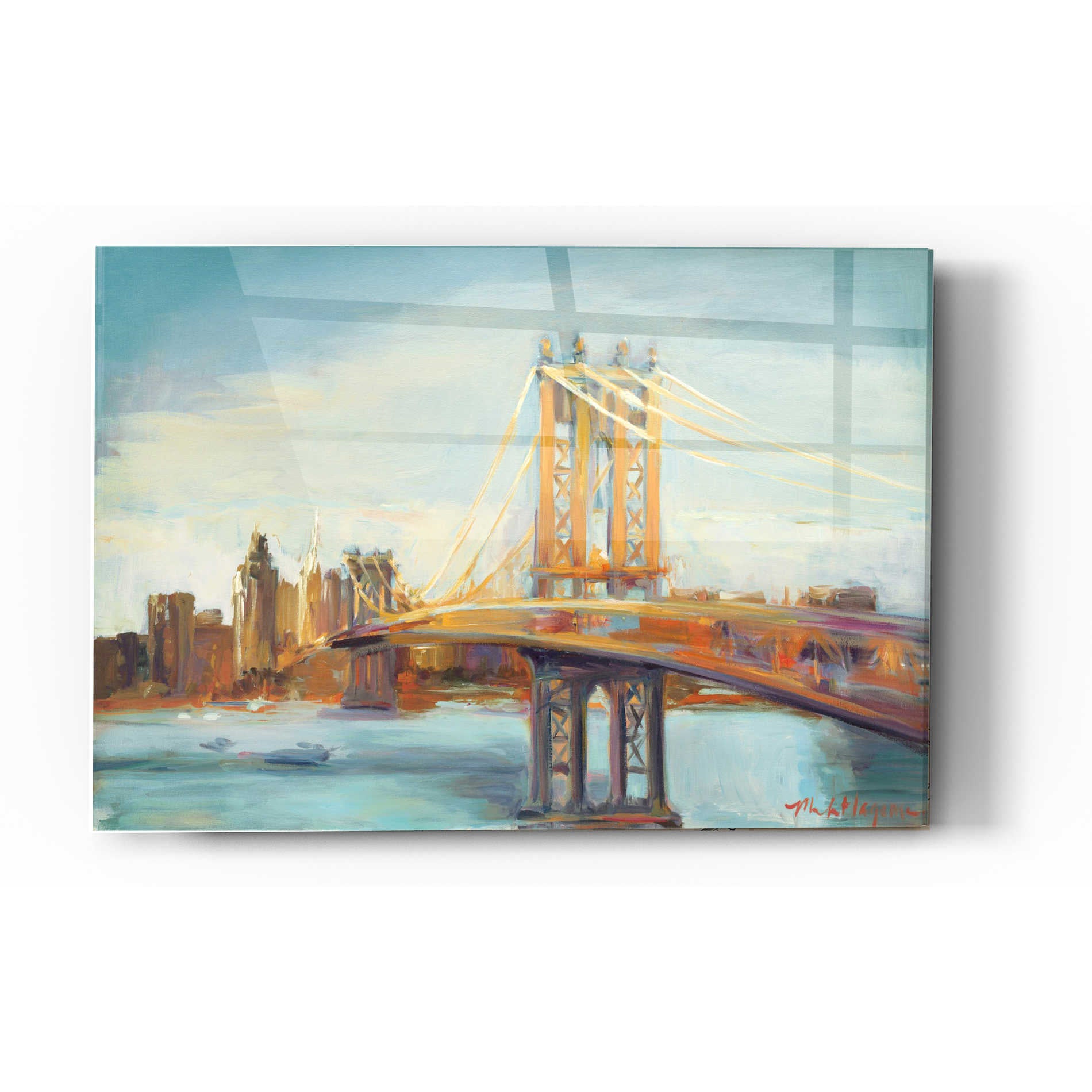 Epic Art 'Sunny Manhattan Bridge' by Marilyn Hageman, Acrylic Glass Wall Art,12x16