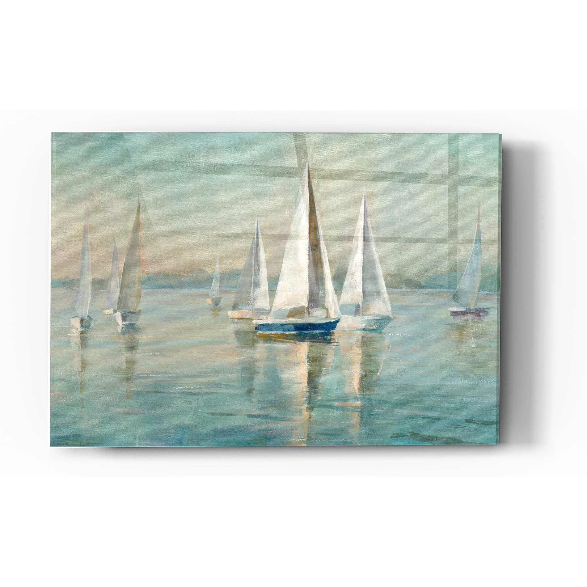 Epic Art 'Sailboats At Sunrise' by Danhui Nai, Acrylic Glass Wall Art,12x16