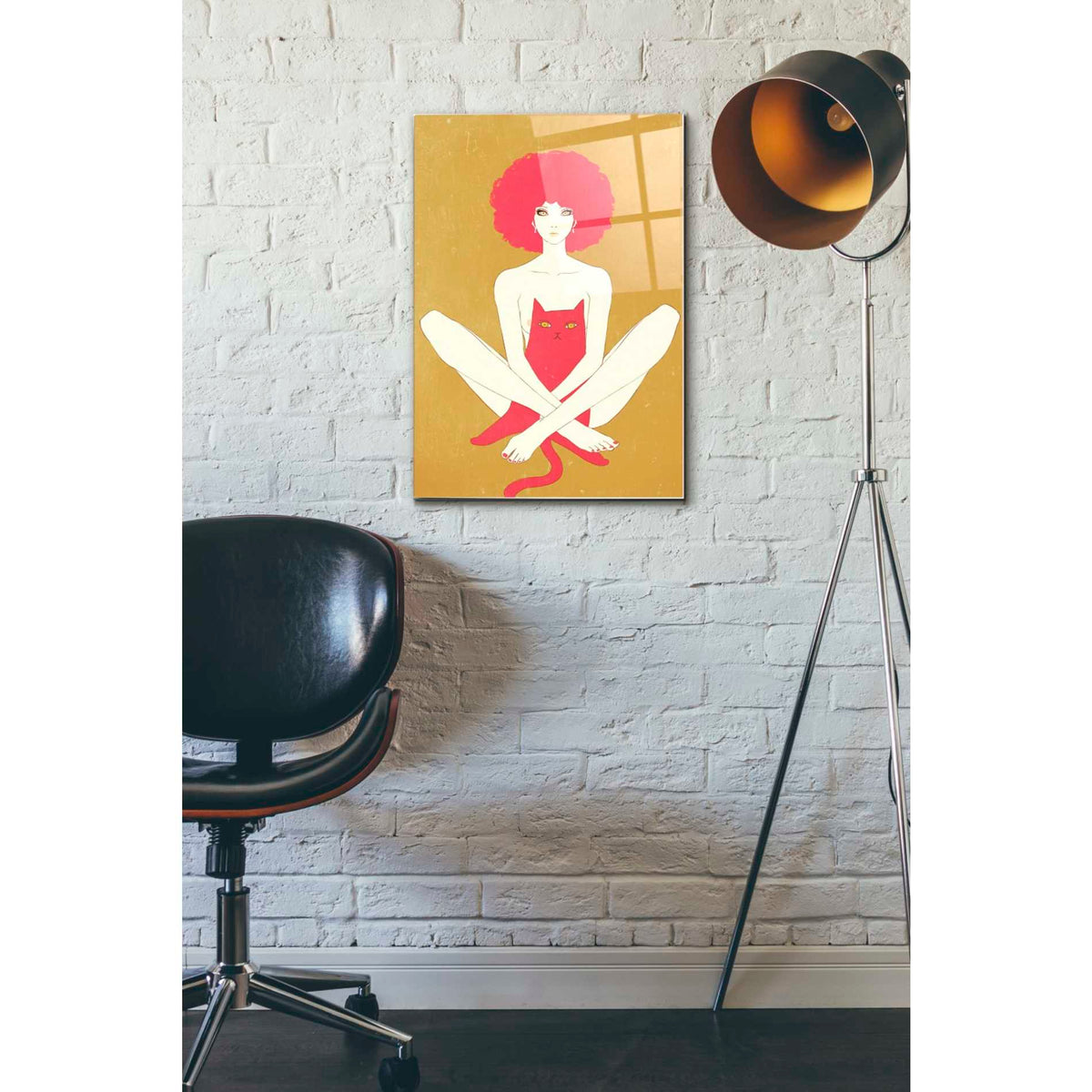 Epic Art 'Pinkcat' by Sai Tamiya, Acrylic Glass Wall Art,16x24
