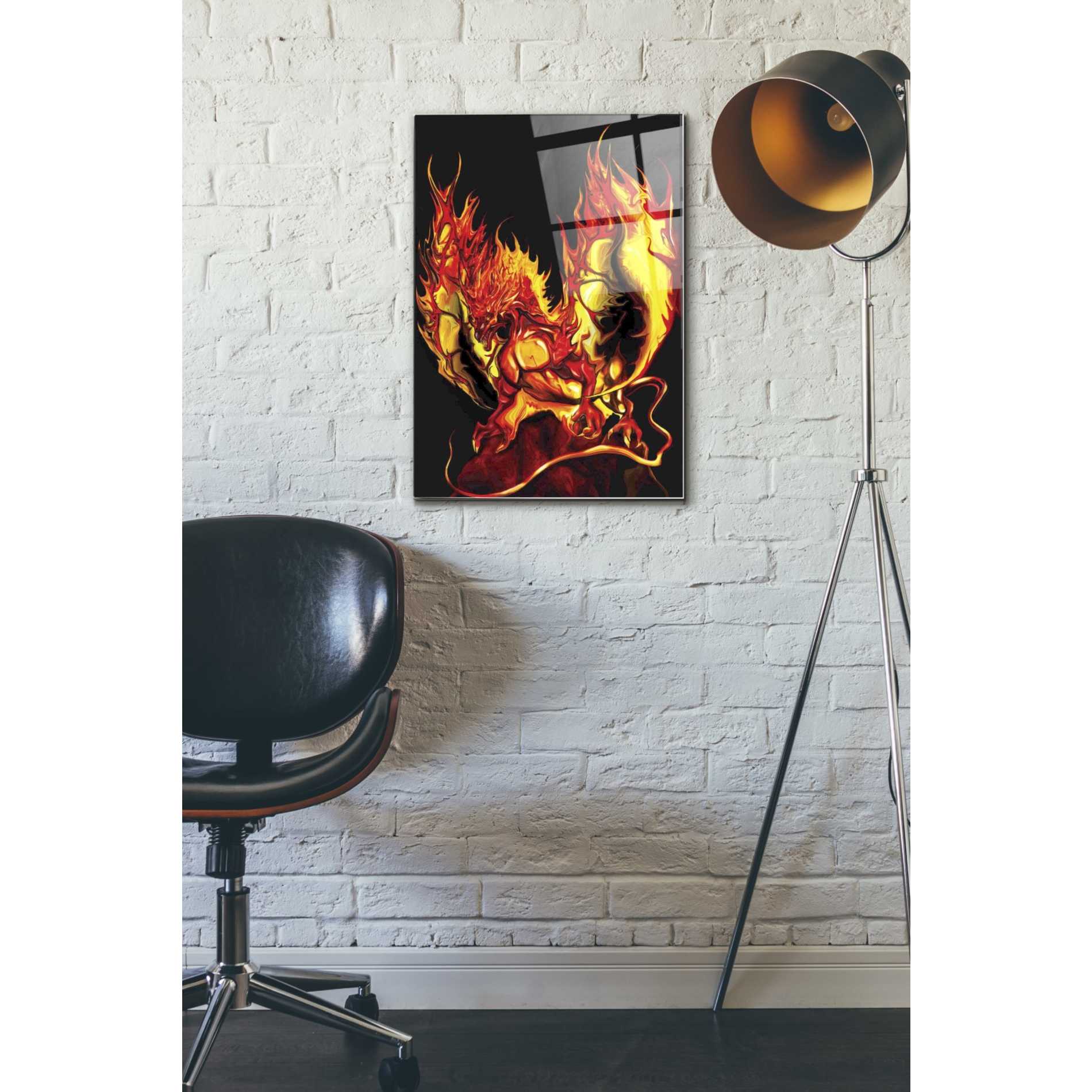 Epic Art 'Dragon Fire' by Michael Stewart, Acrylic Glass Wall Art,16x24