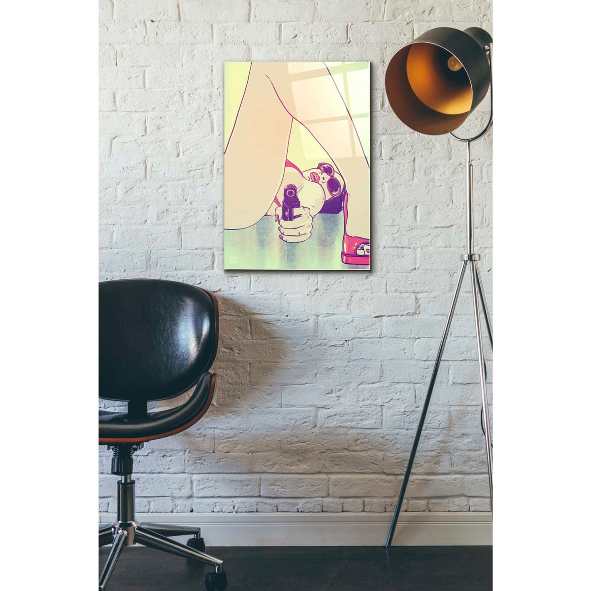 Epic Art "Girl with Gun" by Giuseppe Cristiano, Acrylic Glass Wall Art,16x24