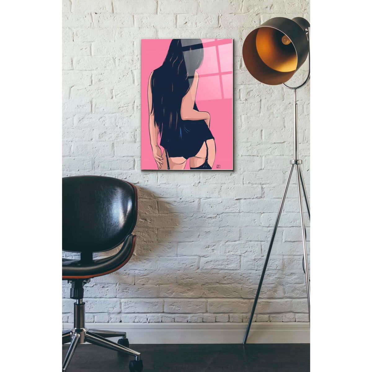 Epic Art "Brunette in Black" by Giuseppe Cristiano, Acrylic Glass Wall Art,16x24