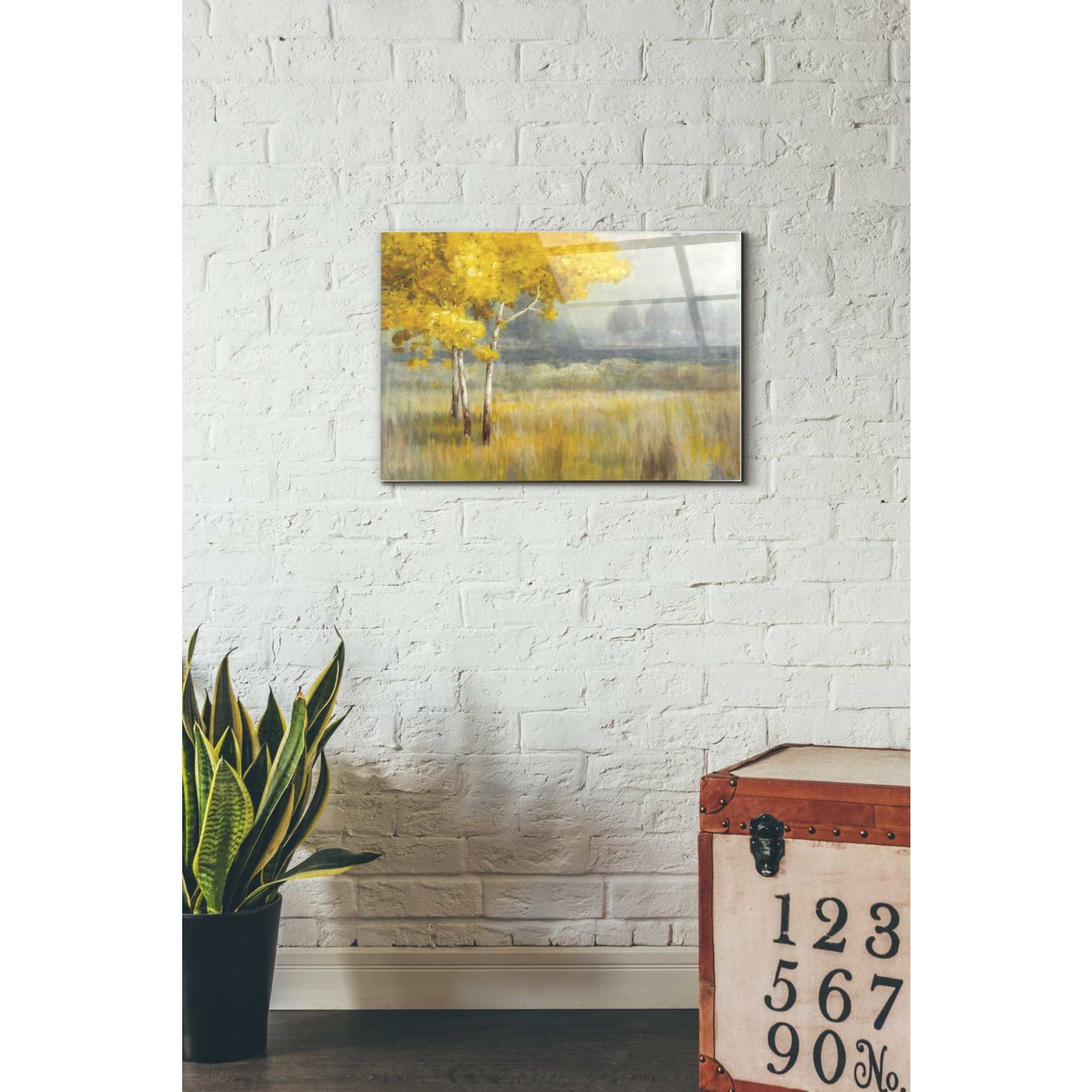 Epic Art 'Yellow Landscape' by Danhui Nai, Acrylic Glass Wall Art,16x24