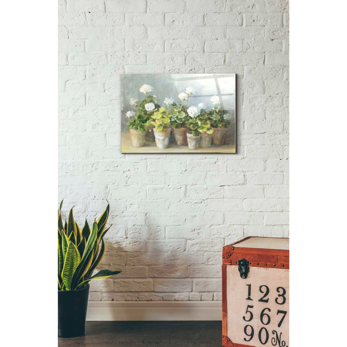 Epic Art 'White Geraniums Crop' by Danhui Nai, Acrylic Glass Wall Art,16x24