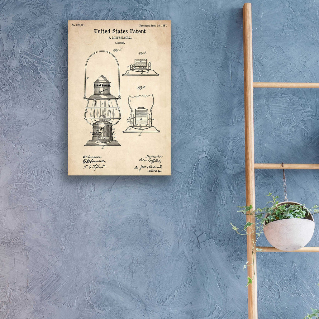 Epic Art 'Lantern Vintage Patent' Acrylic Glass Wall Art,16x24