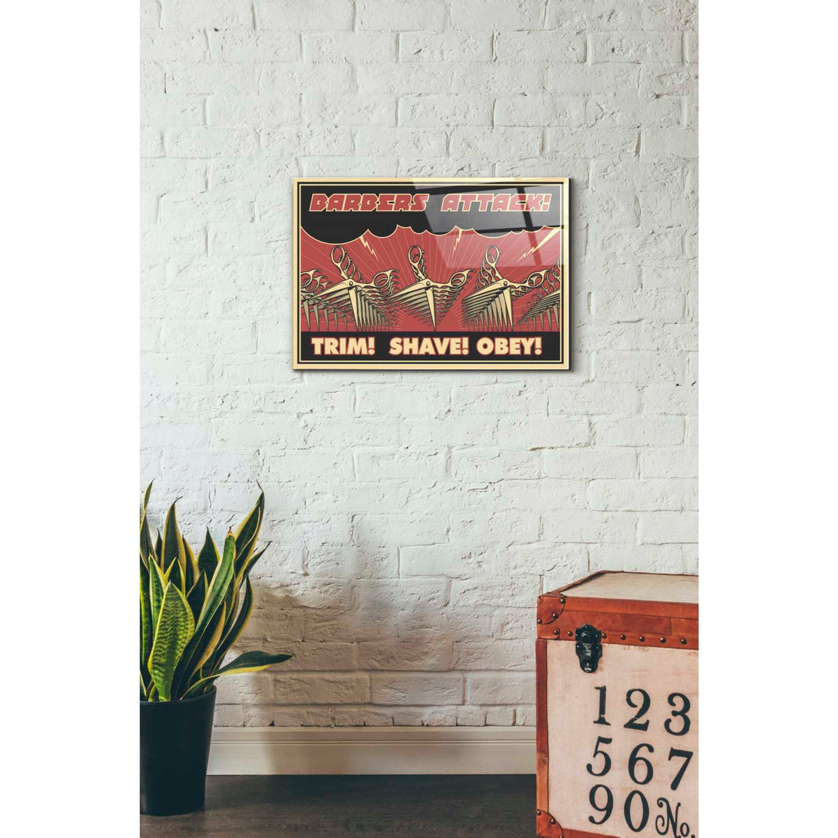 Epic Art 'Barbershop' Acrylic Glass Wall Art,16x24