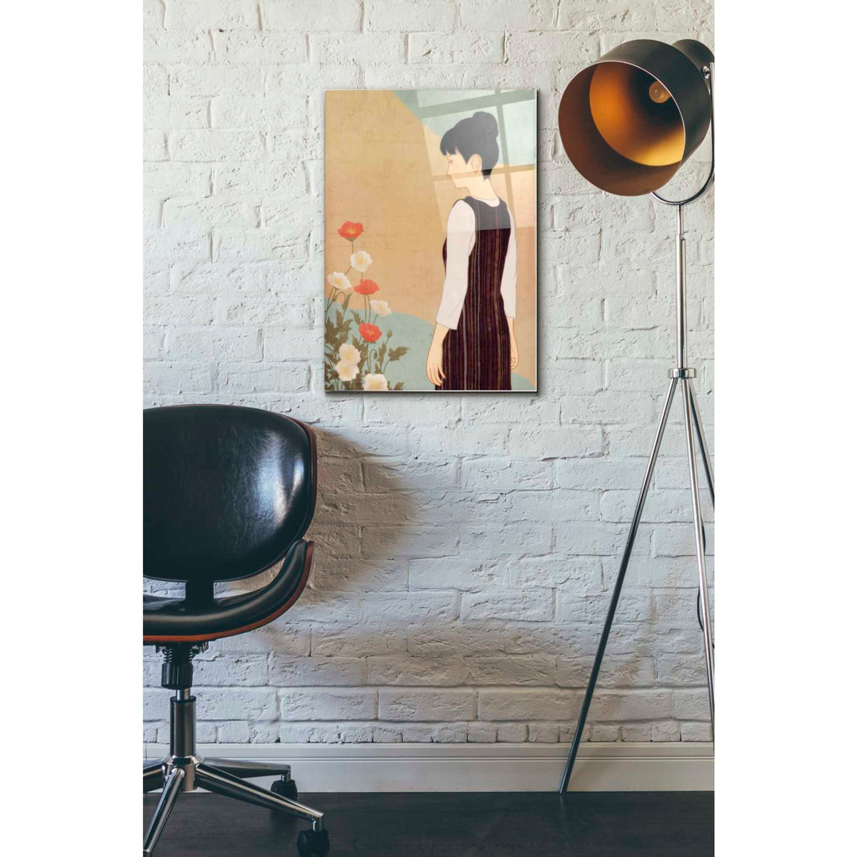 Epic Art 'Poppies and a Woman' by Sai Tamiya, Acrylic Glass Wall Art,16x24