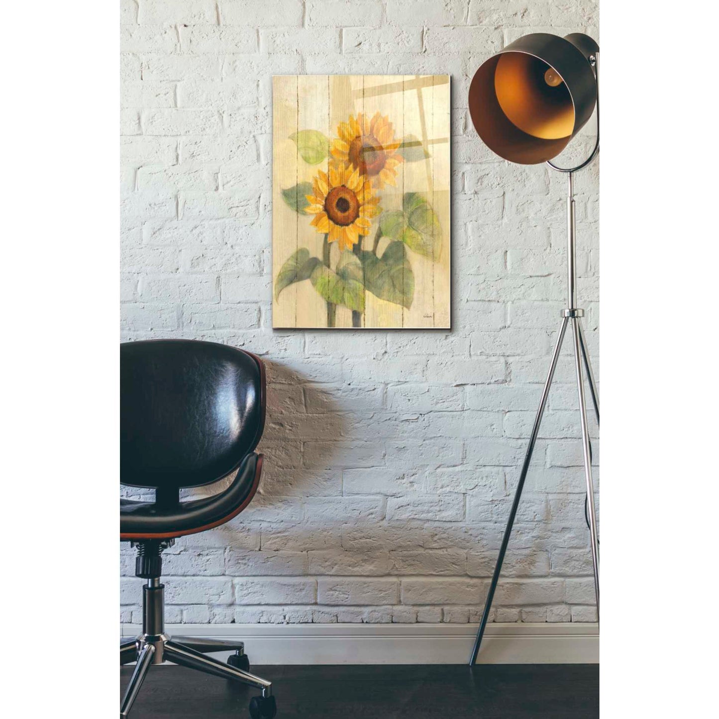 Epic Art 'Summer Sunflowers I on Barn Board' by Albena Hristova, Acrylic Glass Wall Art,16x24