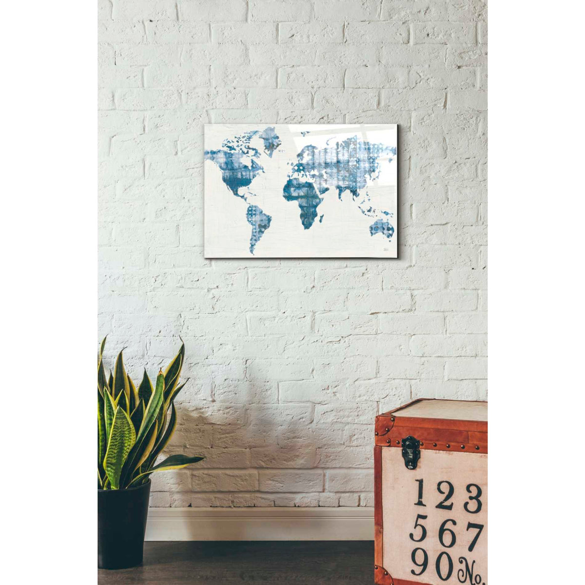 Epic Art 'Kanari Map Indigo' by Melissa Averinos, Acrylic Glass Wall Art,16x24