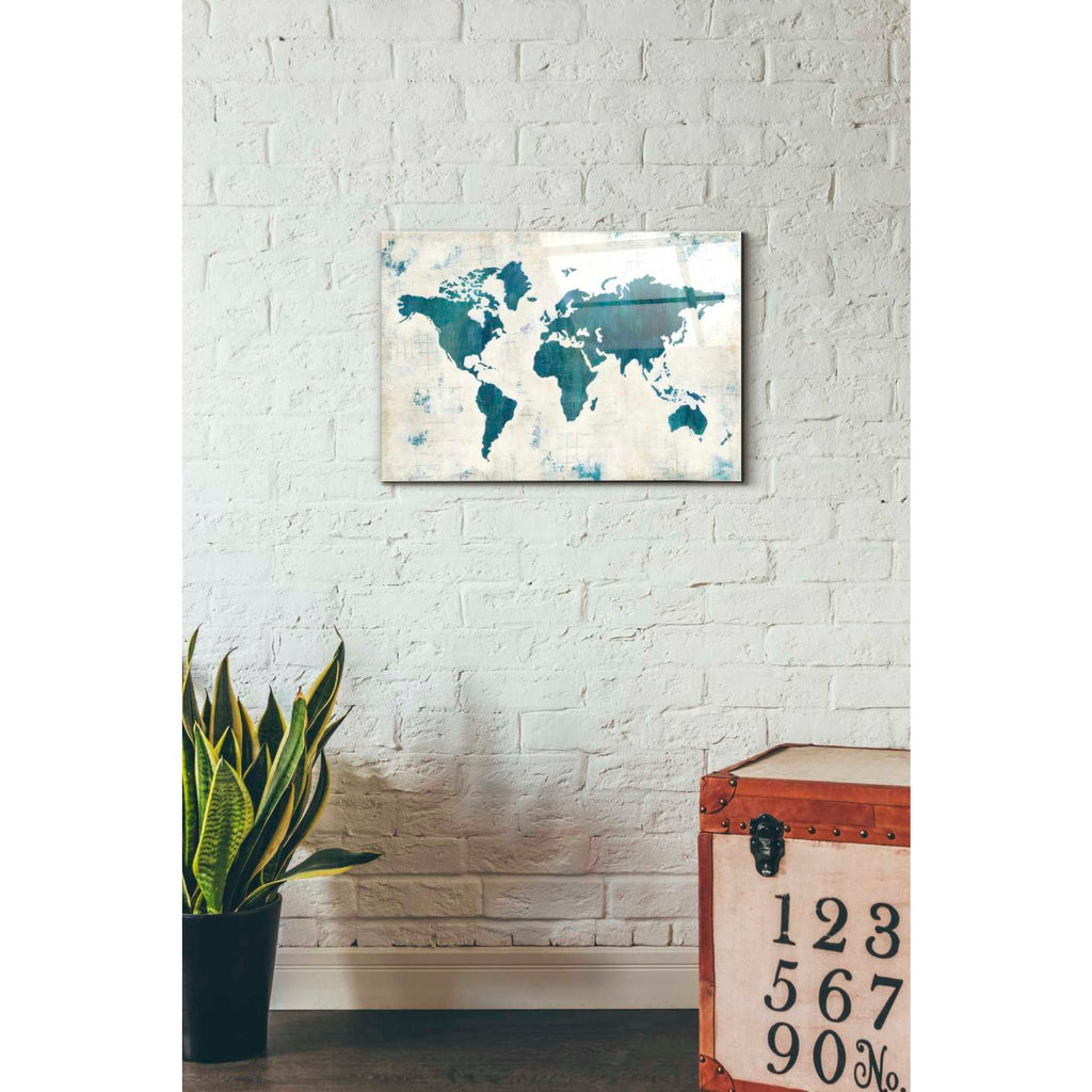 Epic Art 'Discover the World Blue' by Melissa Averinos, Acrylic Glass Wall Art,16x24