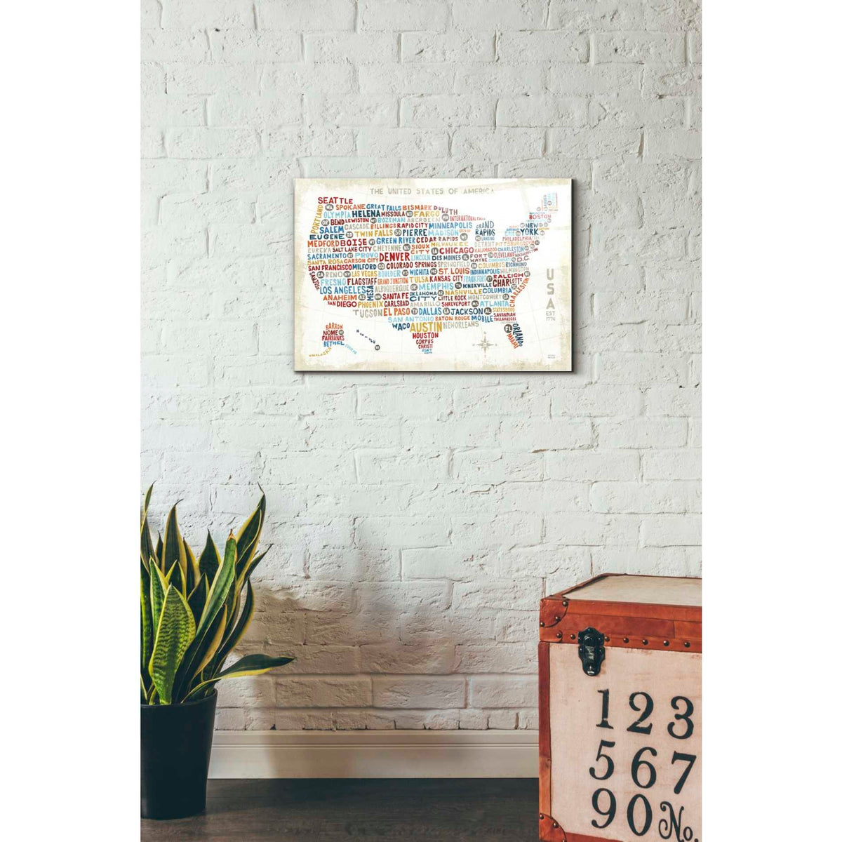Epic Art 'US City Map' by Michael Mullan, Acrylic Glass Wall Art,16x24