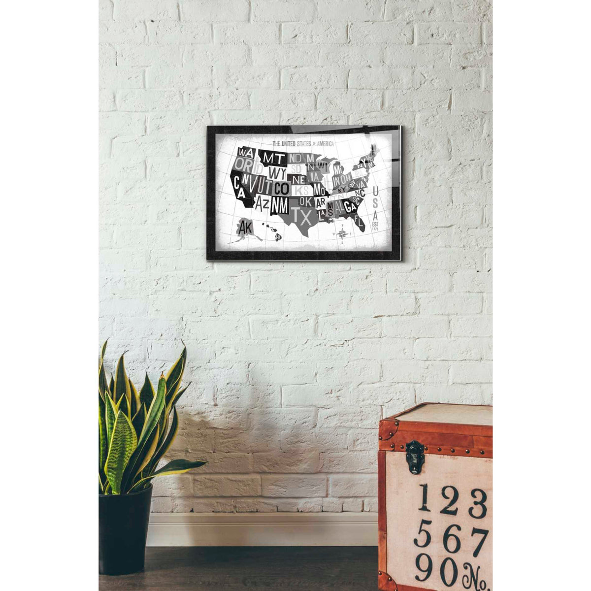 Epic Art 'Letterpress USA Map Dark' by Michael Mullan, Acrylic Glass Wall Art,16x24