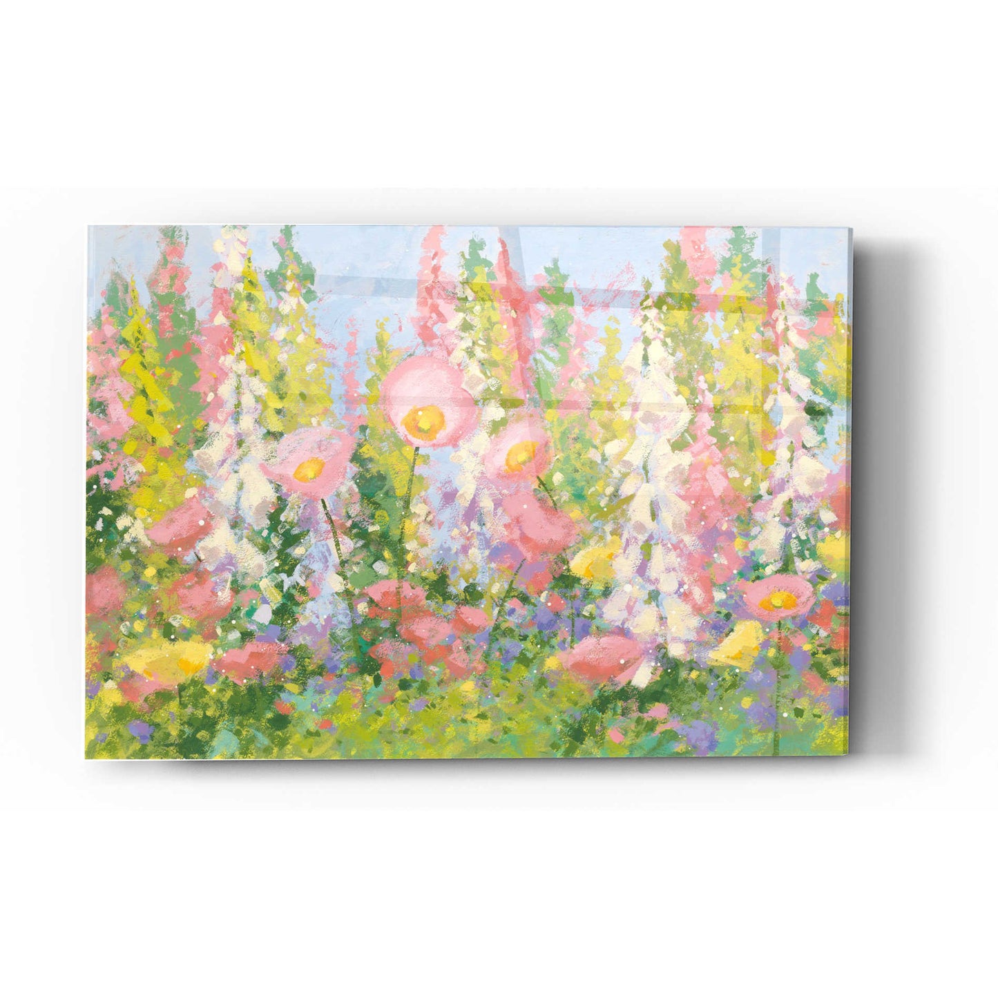 Epic Art 'Garden Pastels I Blue Sky' by Shirley Novak, Acrylic Glass Wall Art,16x24
