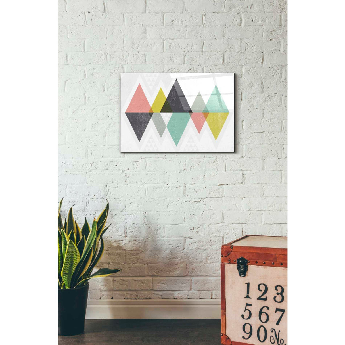 Epic Art 'Mod Triangles II' by Michael Mullan, Acrylic Glass Wall Art,16x24