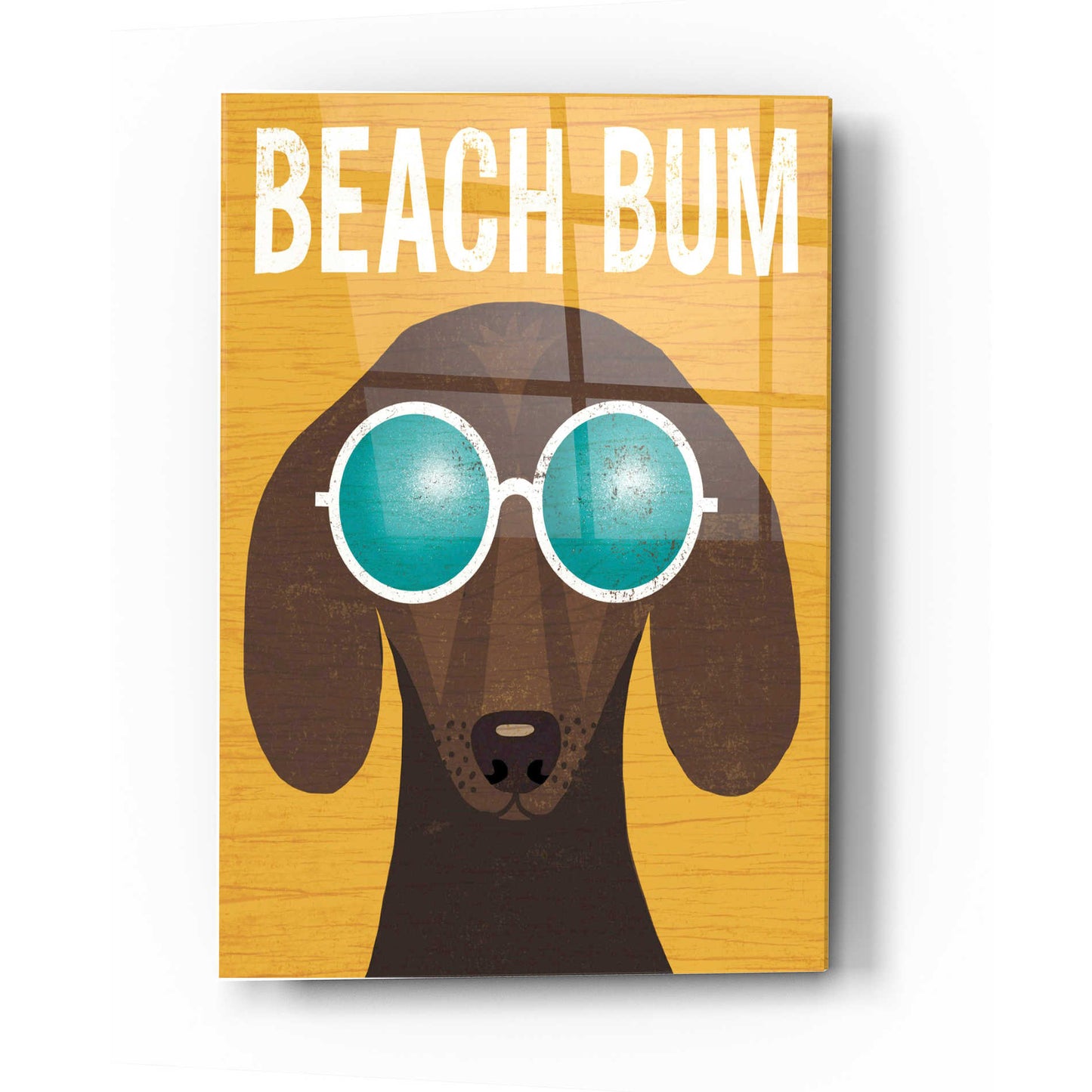 Epic Art 'Beach Bums Dachshund I Bum' by Michael Mullan, Acrylic Glass Wall Art,16x24
