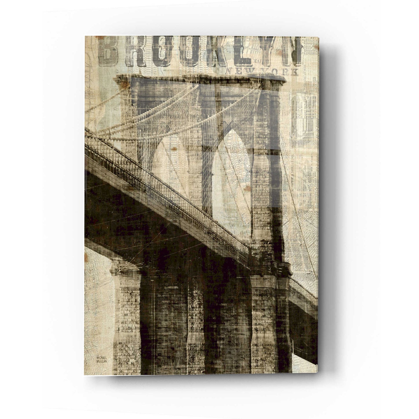 Epic Art 'Vintage NY Brooklyn Bridge' by Michael Mullan, Acrylic Glass Wall Art,16x24