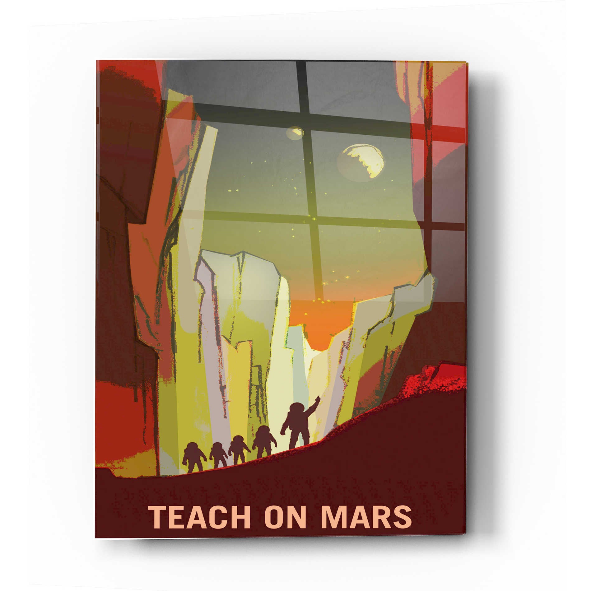 Epic Art 'Mars Explorer Series: Teach on Mars' Space Acrylic Glass Wall Art,16x24