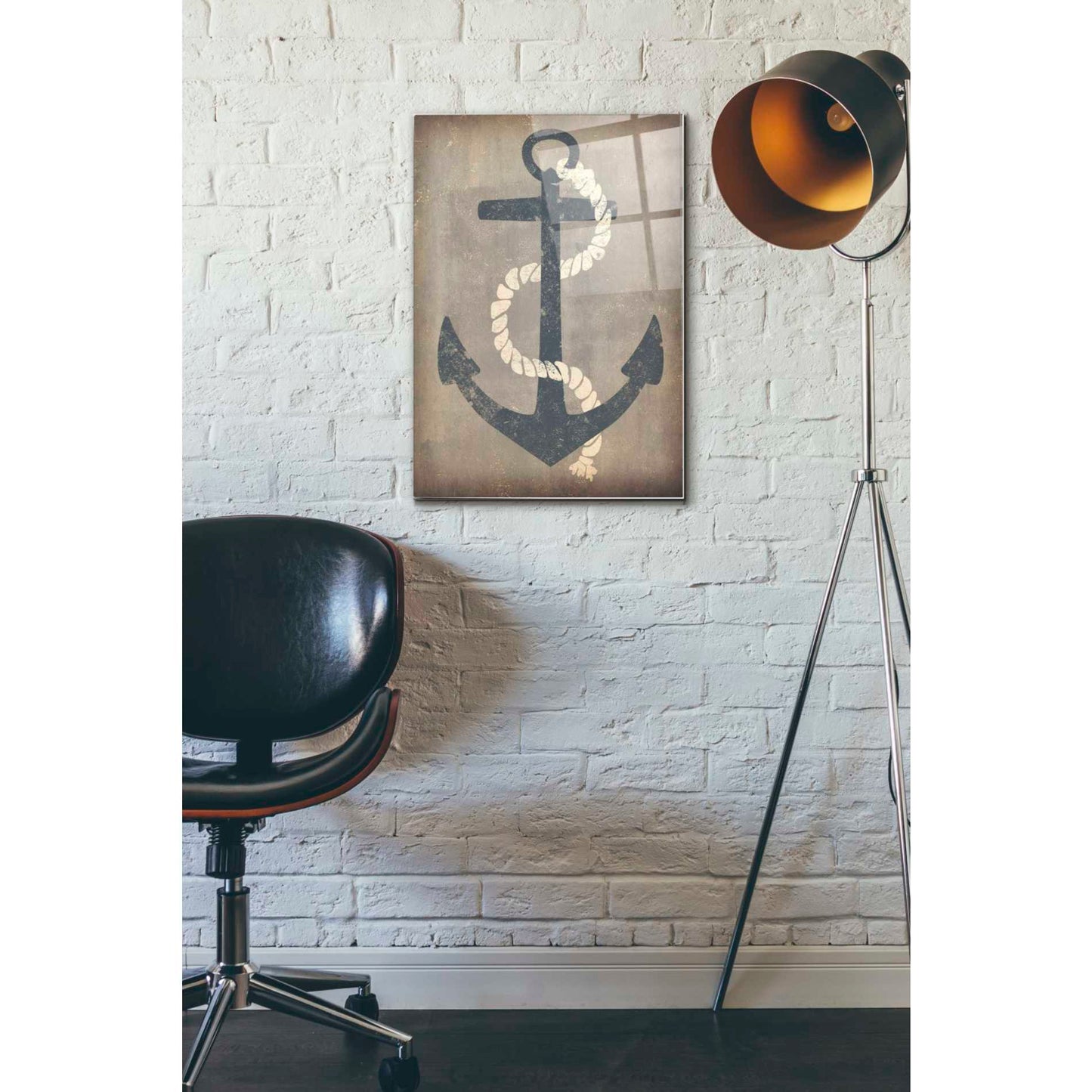 Epic Art 'Nautical Anchor Vertical Gray' by Ryan Fowler, Acrylic Glass Wall Art,16x24