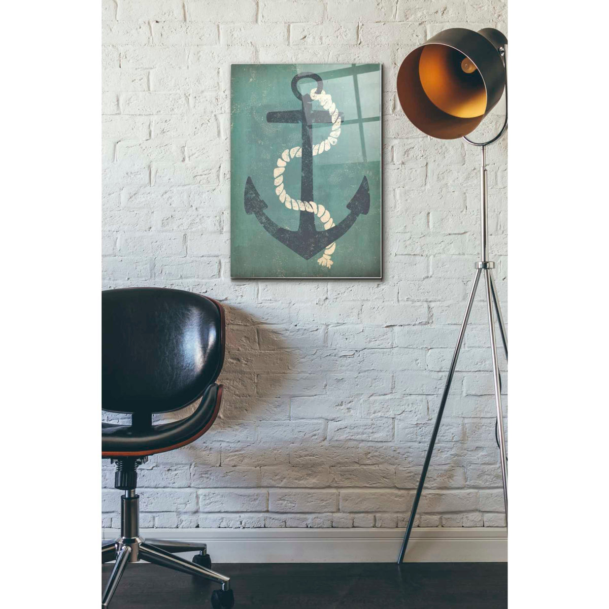 Epic Art 'Nautical Anchor Vertical Blue' by Ryan Fowler, Acrylic Glass Wall Art,16x24