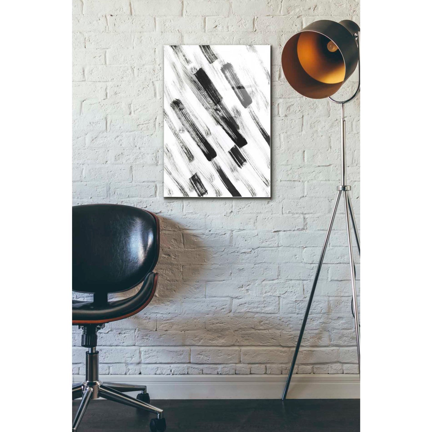 Epic Art 'Black and White Strokes North East' Acrylic Glass Wall Art,16x24