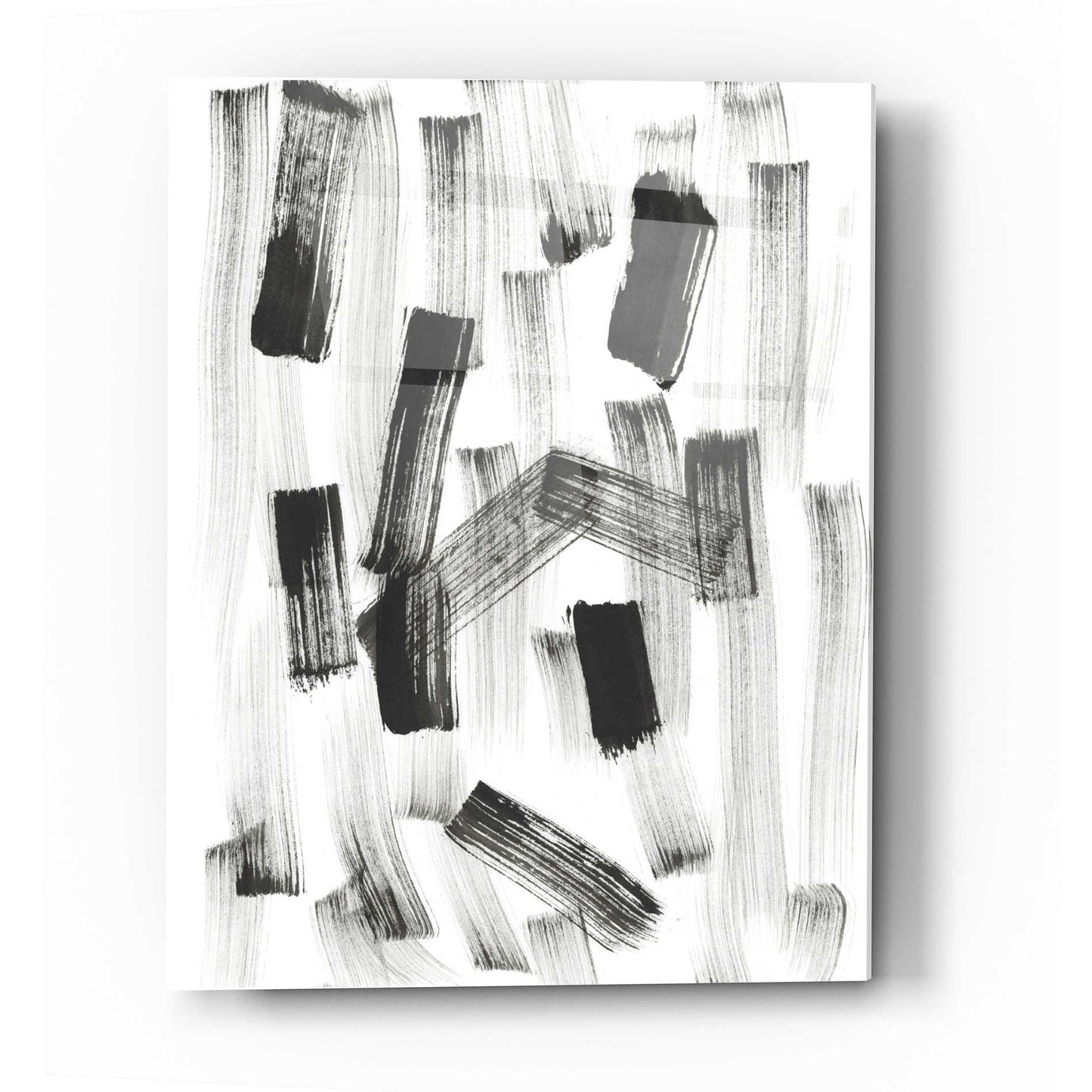 Epic Art 'Black and White Strokes North' Acrylic Glass Wall Art,16x24