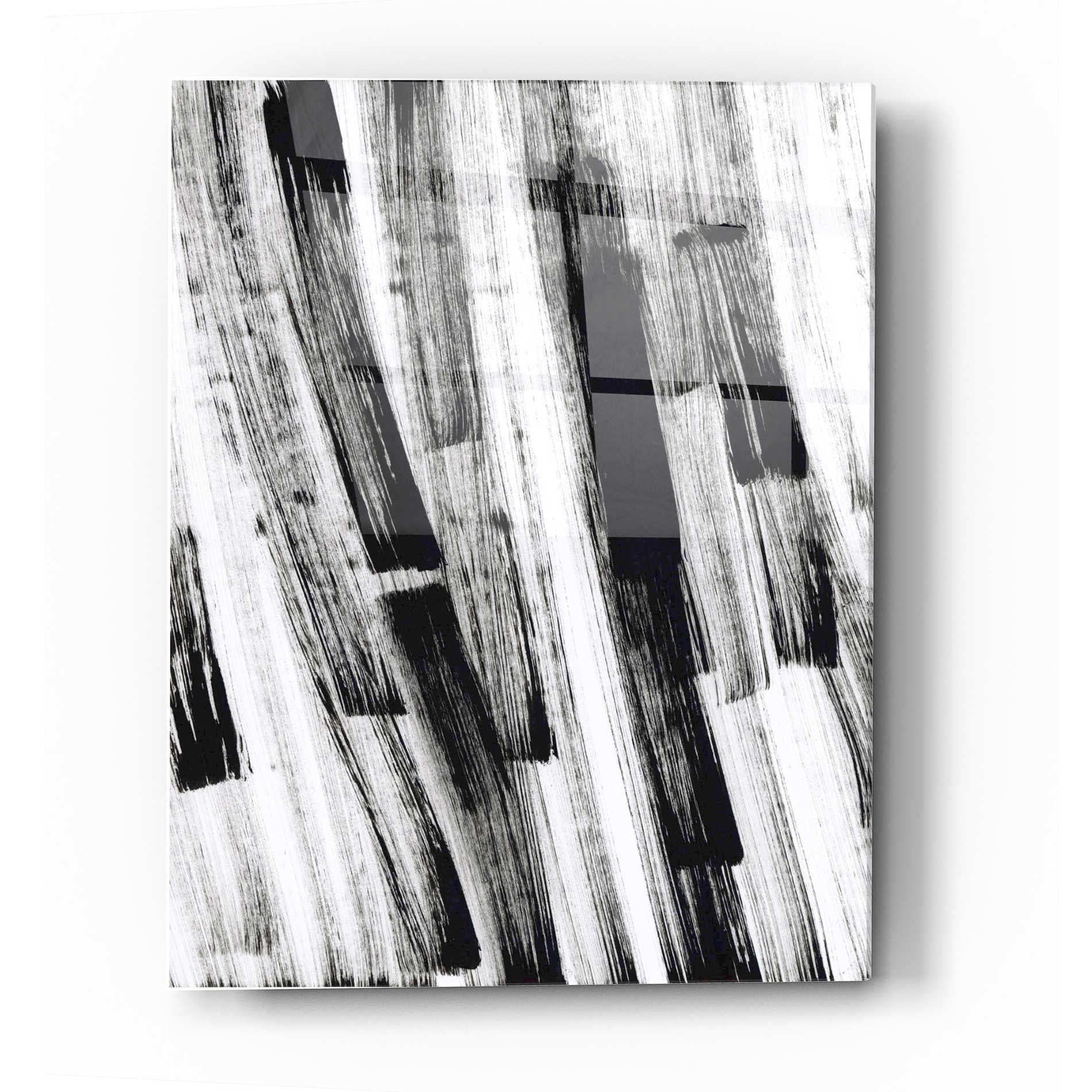 Epic Art 'Black and White Strokes South' Acrylic Glass Wall Art,16x24