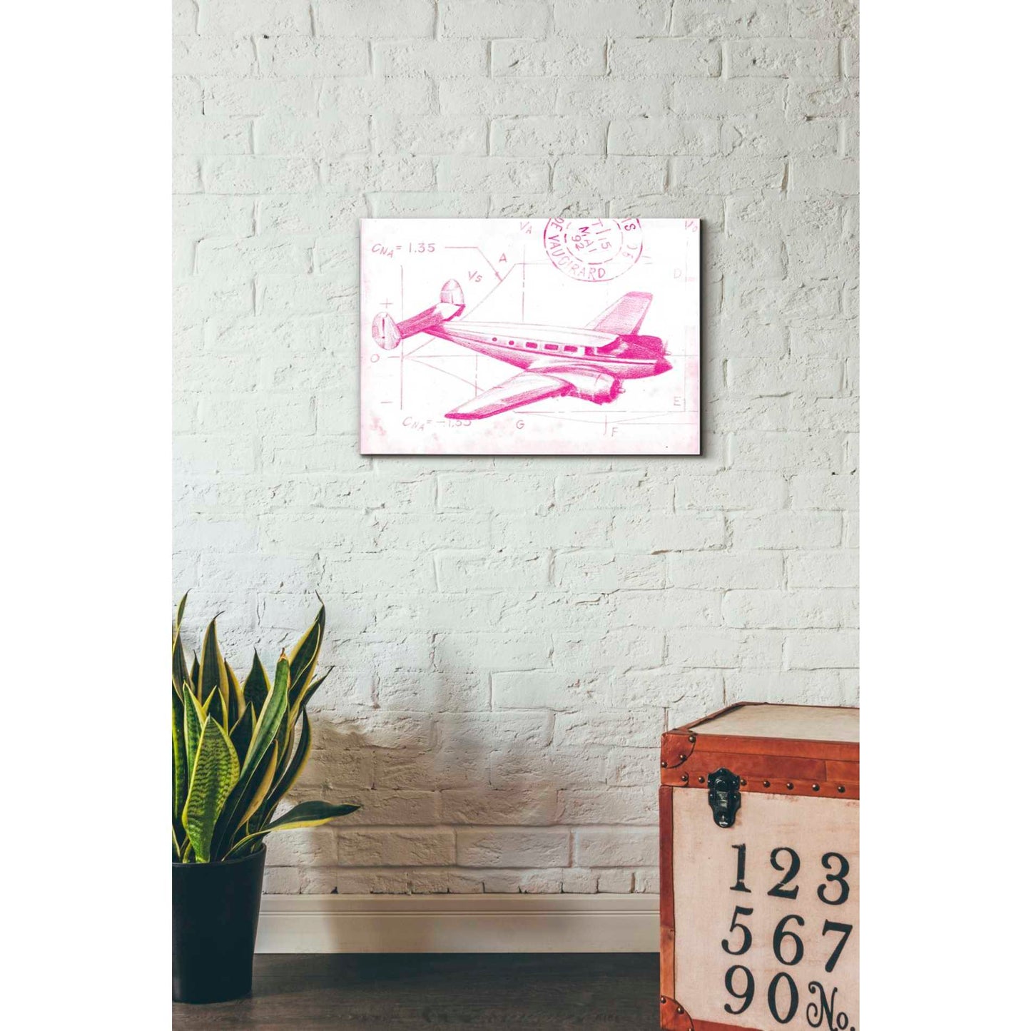Epic Art 'Flight Schematic IV in Pink' by Ethan Harper Acrylic Glass Wall Art,16x24