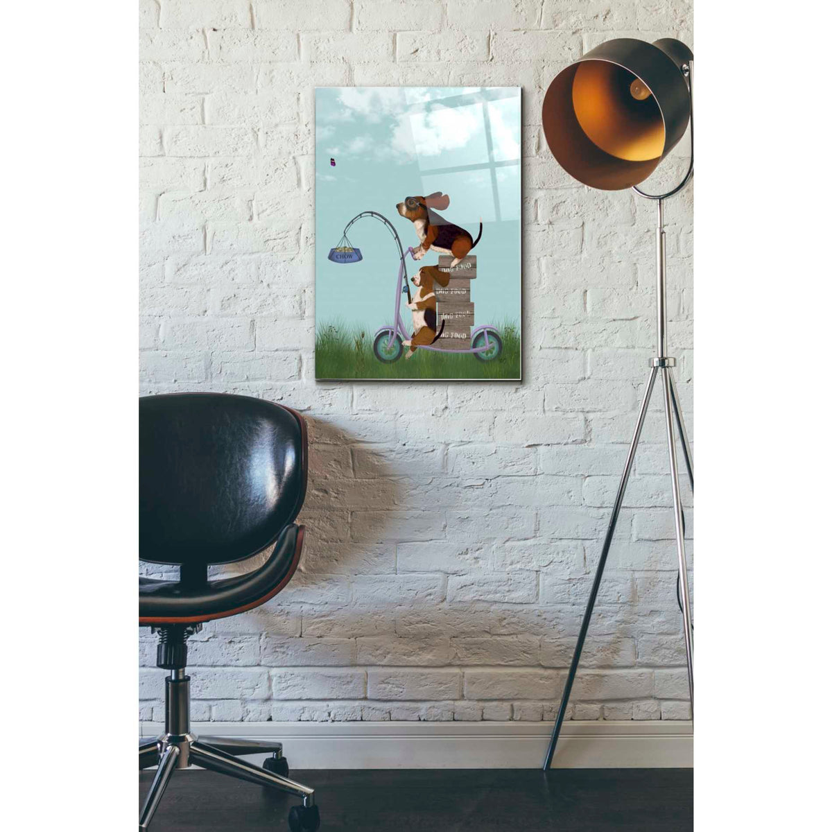 Epic Art 'Basset Hound Scooter' by Fab Funky Acrylic Glass Wall Art,16x24