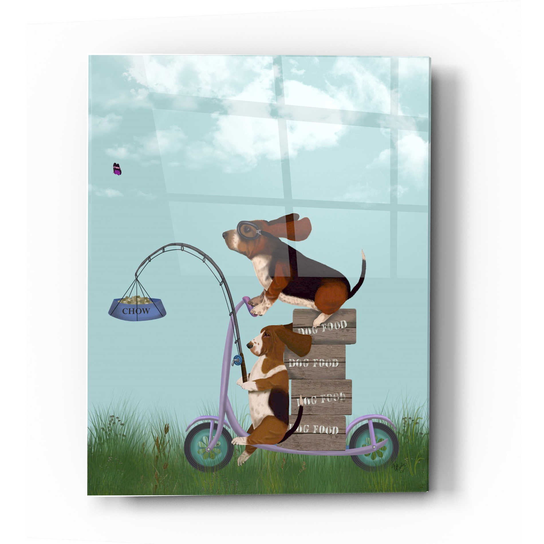 Epic Art 'Basset Hound Scooter' by Fab Funky Acrylic Glass Wall Art,16x24
