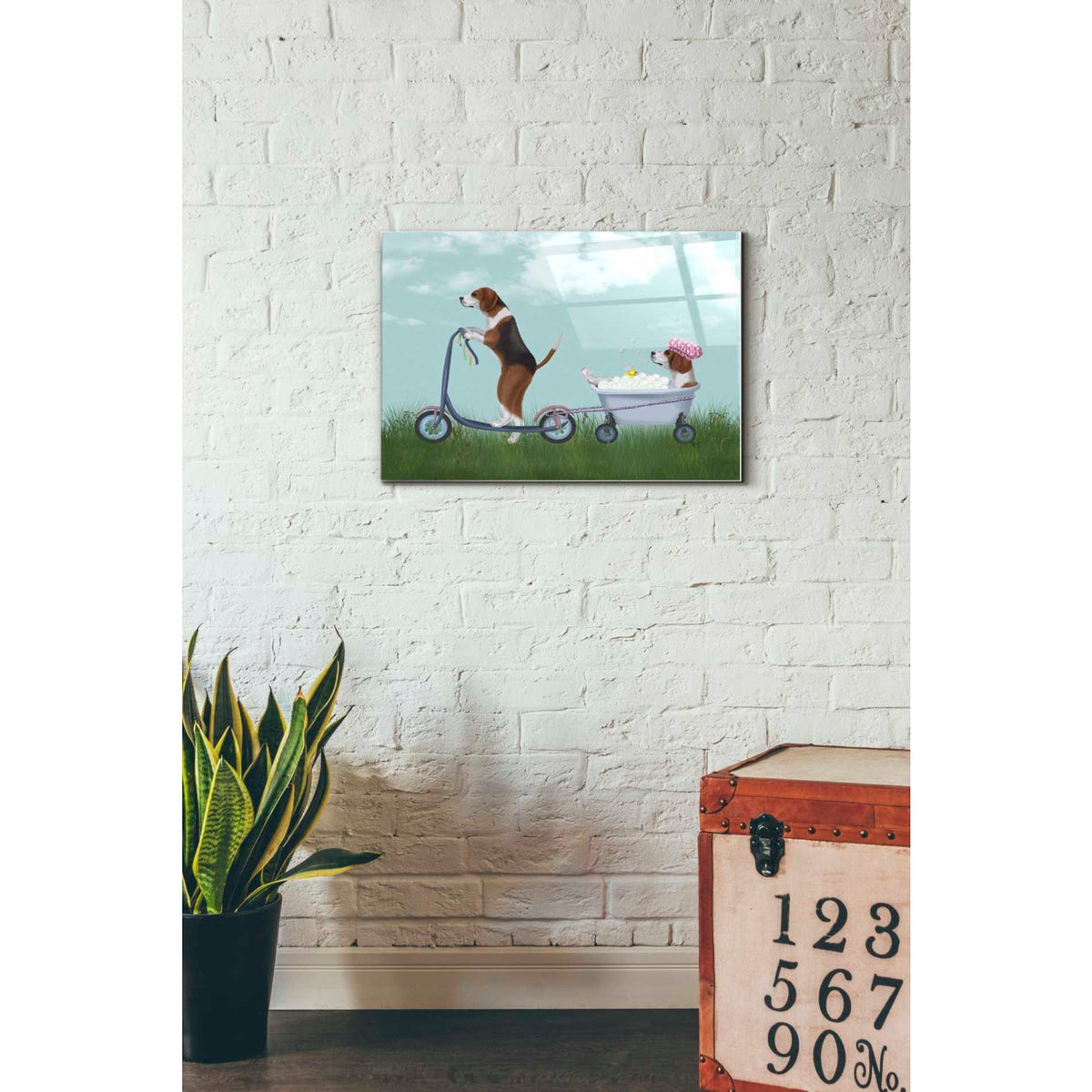 Epic Art 'Beagle Scooter' by Fab Funky Acrylic Glass Wall Art,16x24