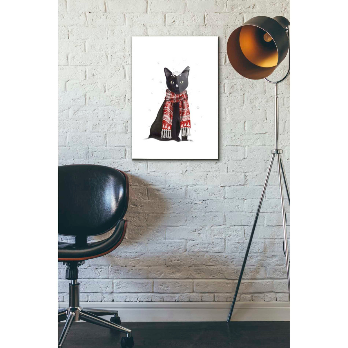 Epic Art 'Black Cat, Red Scarf' by Fab Funky Acrylic Glass Wall Art,16x24