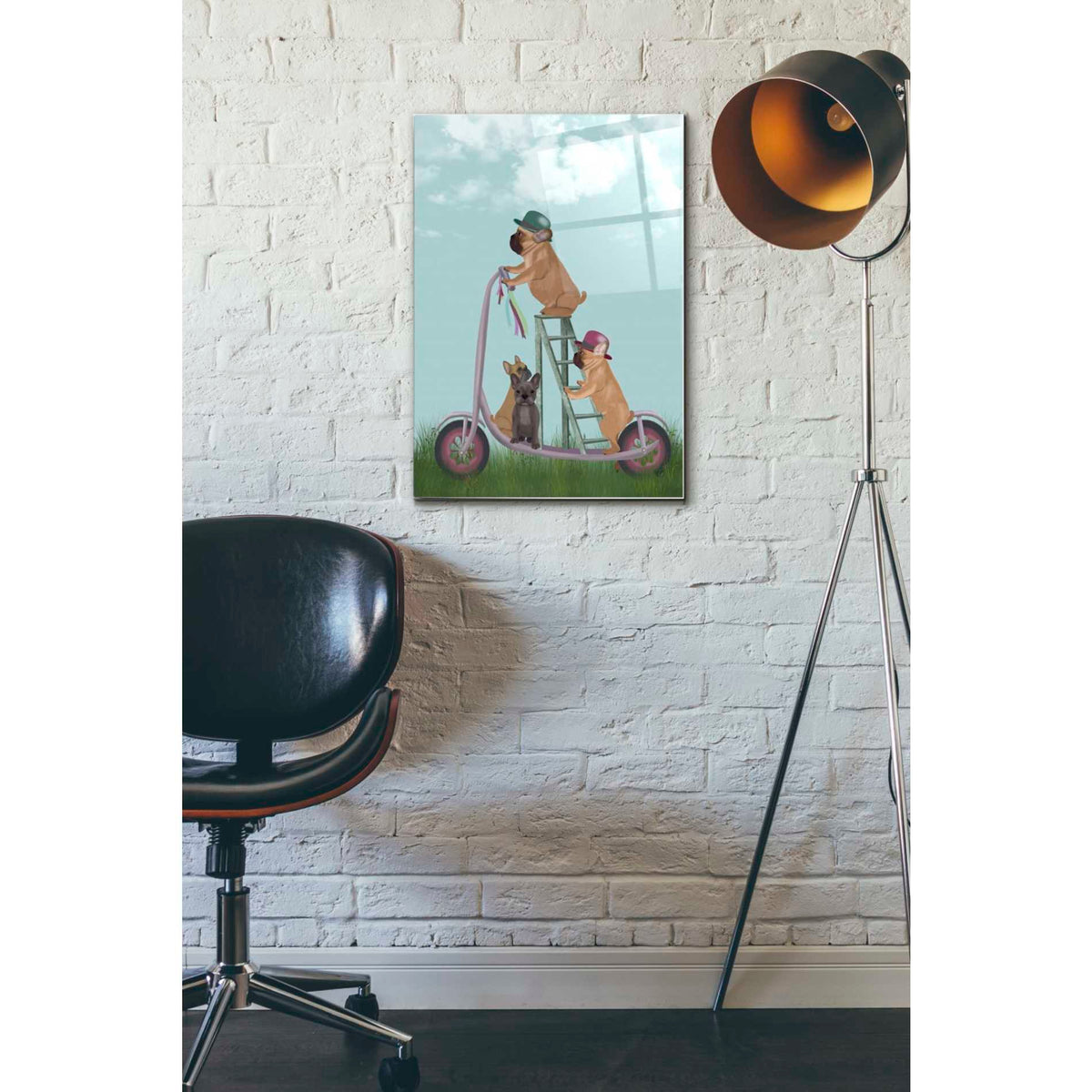 Epic Art 'French Bulldog Scooter' by Fab Funky Acrylic Glass Wall Art,16x24