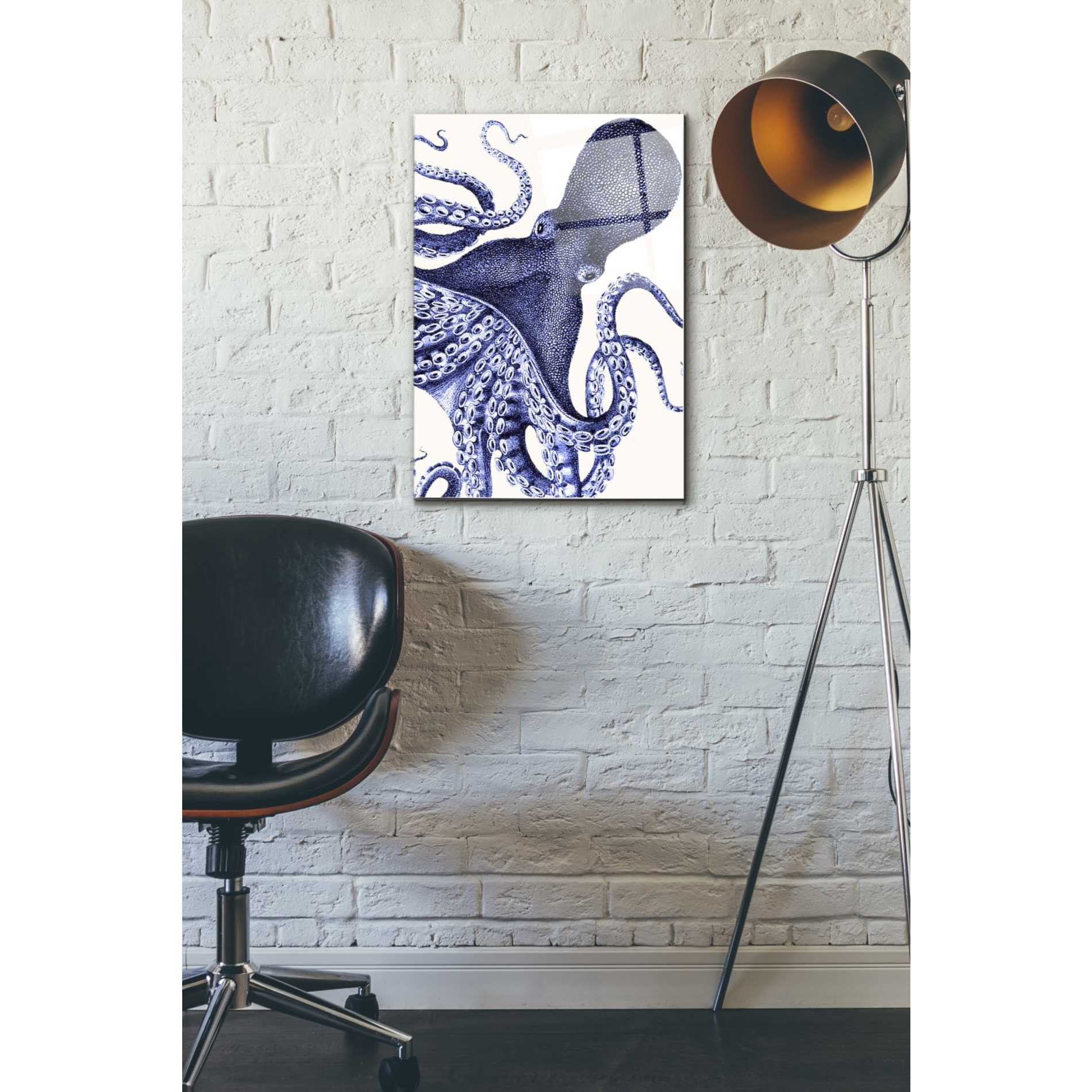 Epic Art 'Landscape Blue Octopus' by Fab Funky Acrylic Glass Wall Art,16x24