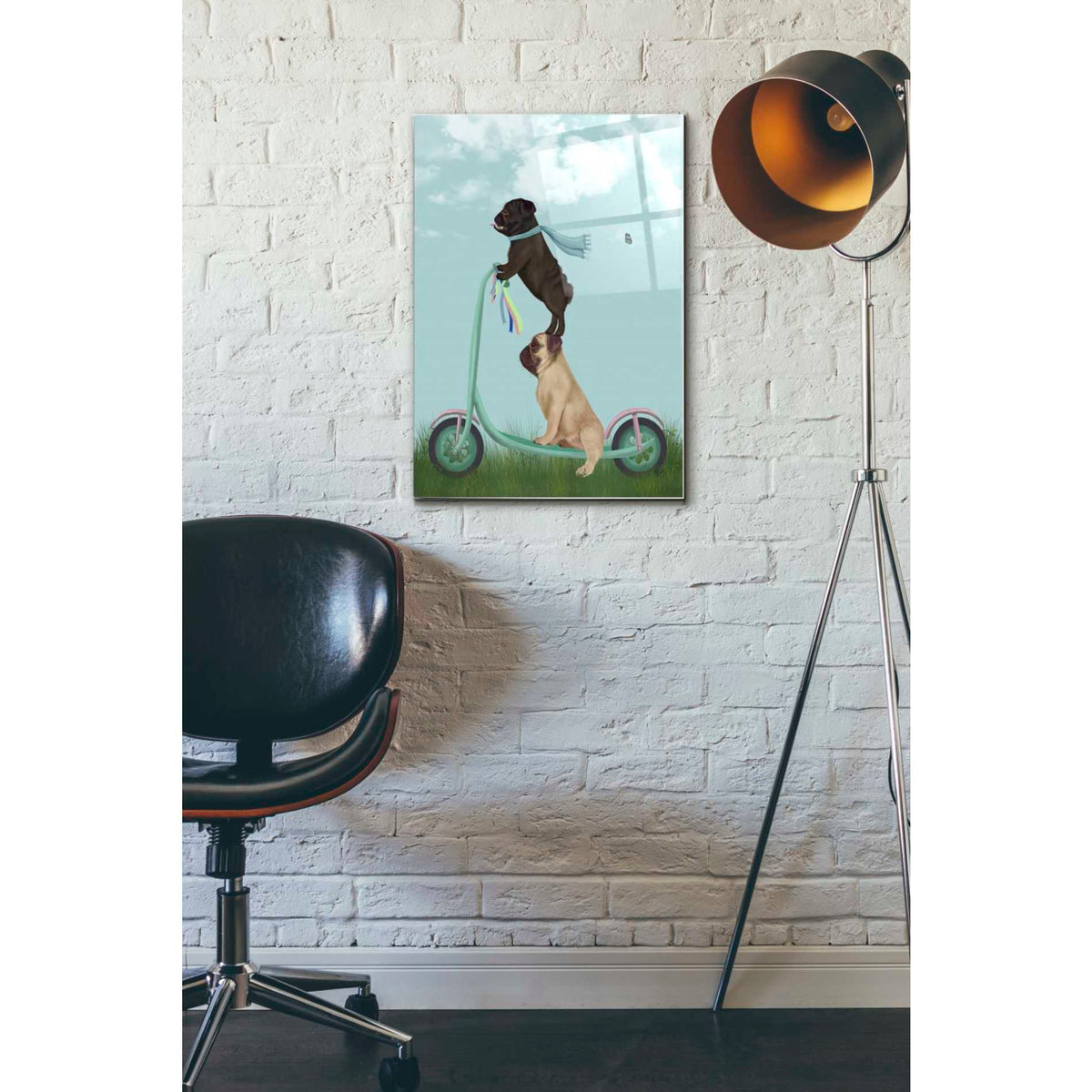 Epic Art 'Pug Scooter' by Fab Funky Acrylic Glass Wall Art,16x24