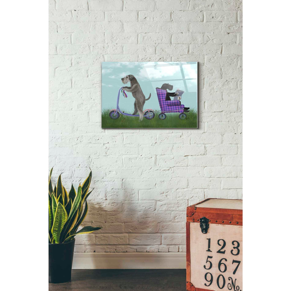 Epic Art 'Schnauzer Scooter' by Fab Funky Acrylic Glass Wall Art,16x24