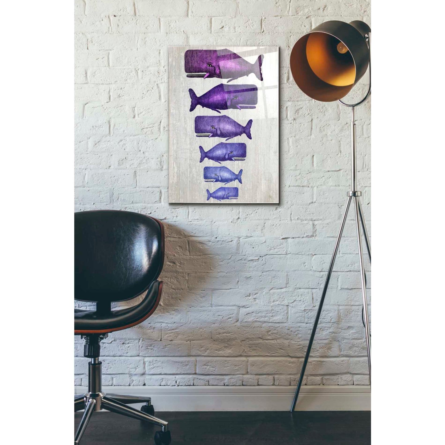 Epic Art 'Whale Family Purple on White' by Fab Funky Acrylic Glass Wall Art,16x24