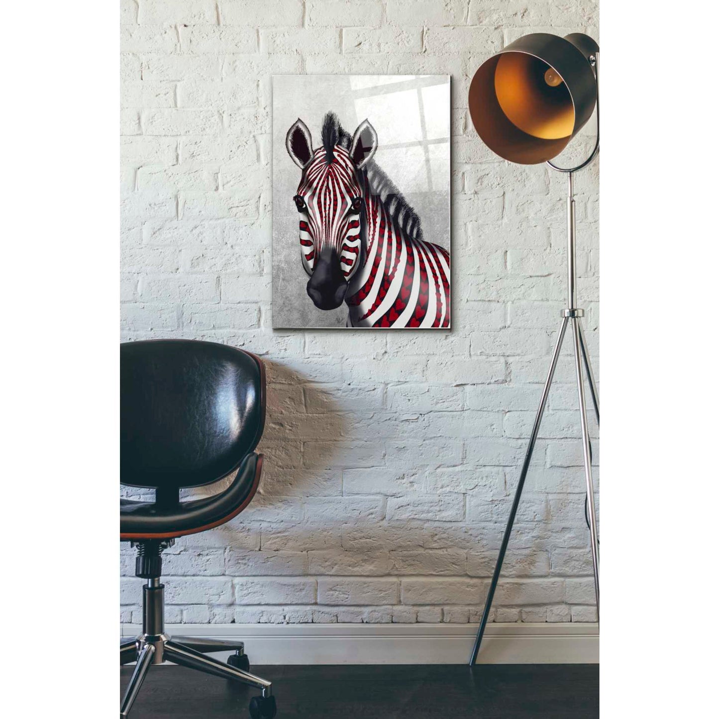 Epic Art 'Zebra, Red Love Hearts' by Fab Funky Acrylic Glass Wall Art,16x24