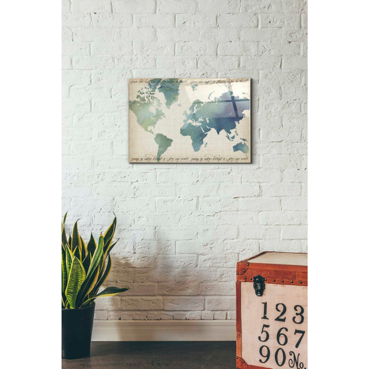 Epic Art 'Watercolor World Map' by Grace Popp Acrylic Glass Wall Art,16x24