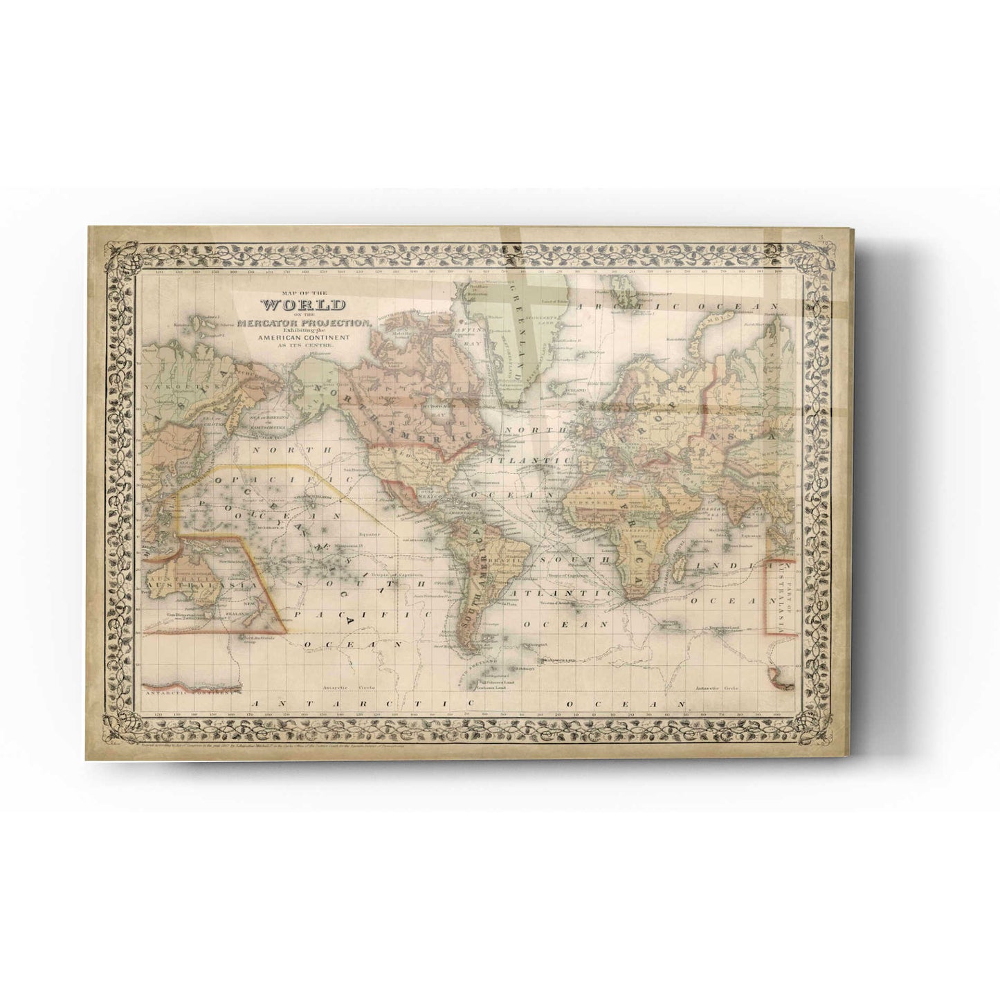 Epic Art 'Mitchell's World Map' by Mitchell Acrylic Glass Wall Art,16x24