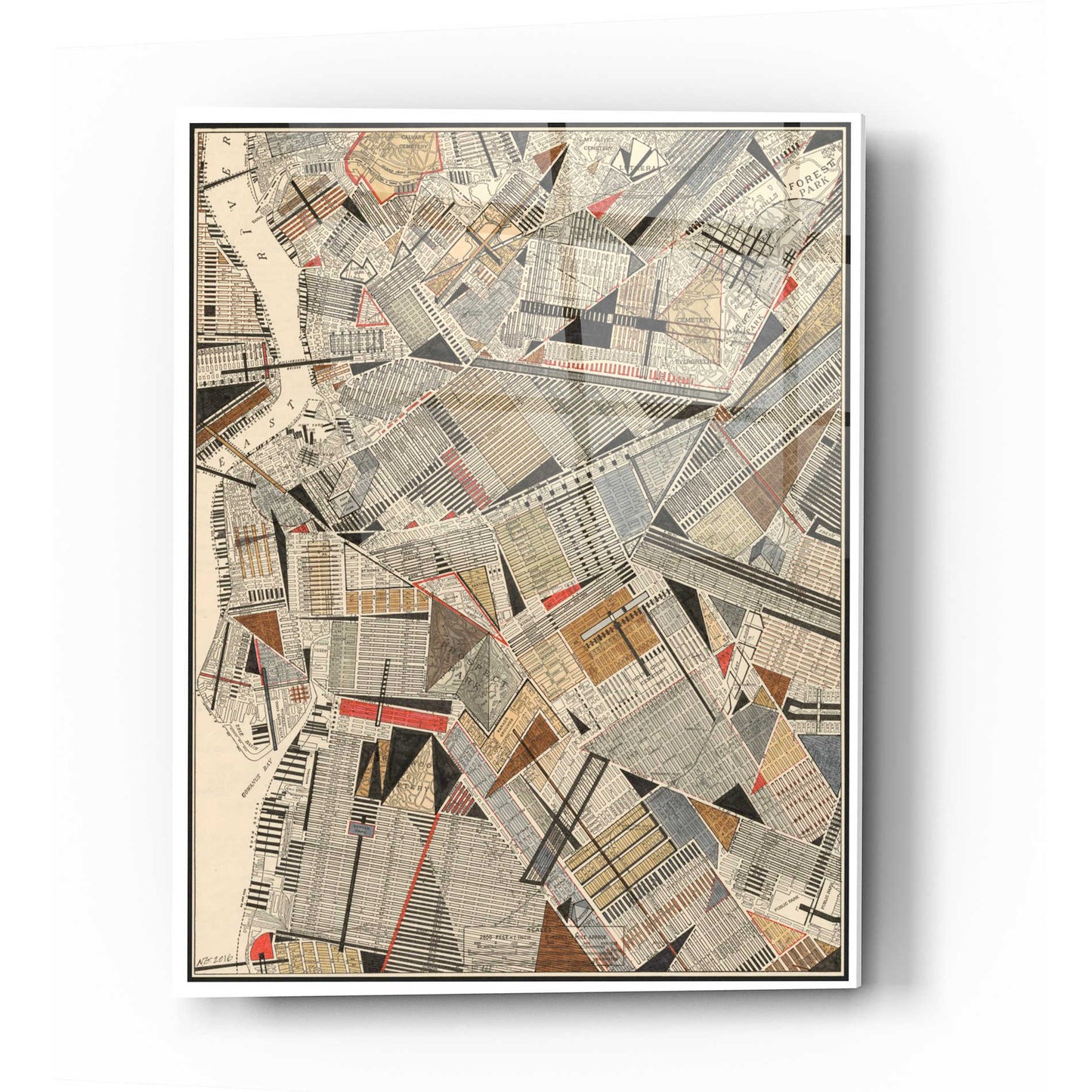 Epic Art 'Modern Map of Brooklyn' by Nikki Galapon Acrylic Glass Wall Art,16x24