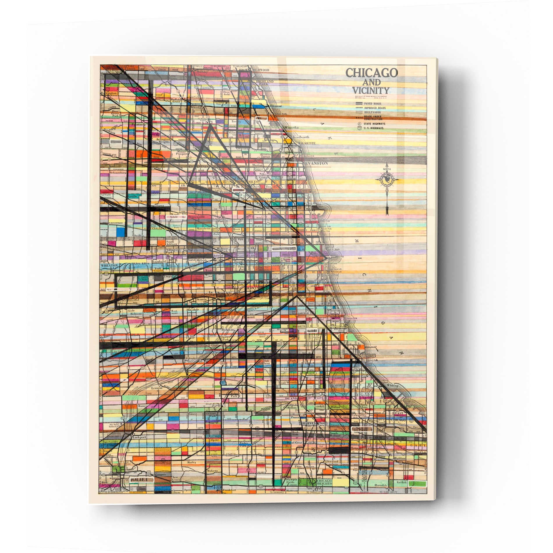 Epic Art 'Modern Map of Chicago' by Nikki Galapon Acrylic Glass Wall Art,16x24