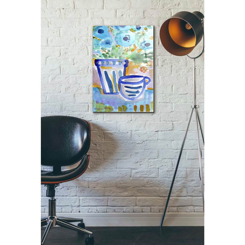 Epic Art 'Tea And Flowers I' by Linda Woods, Acrylic Glass Wall Art,16x24