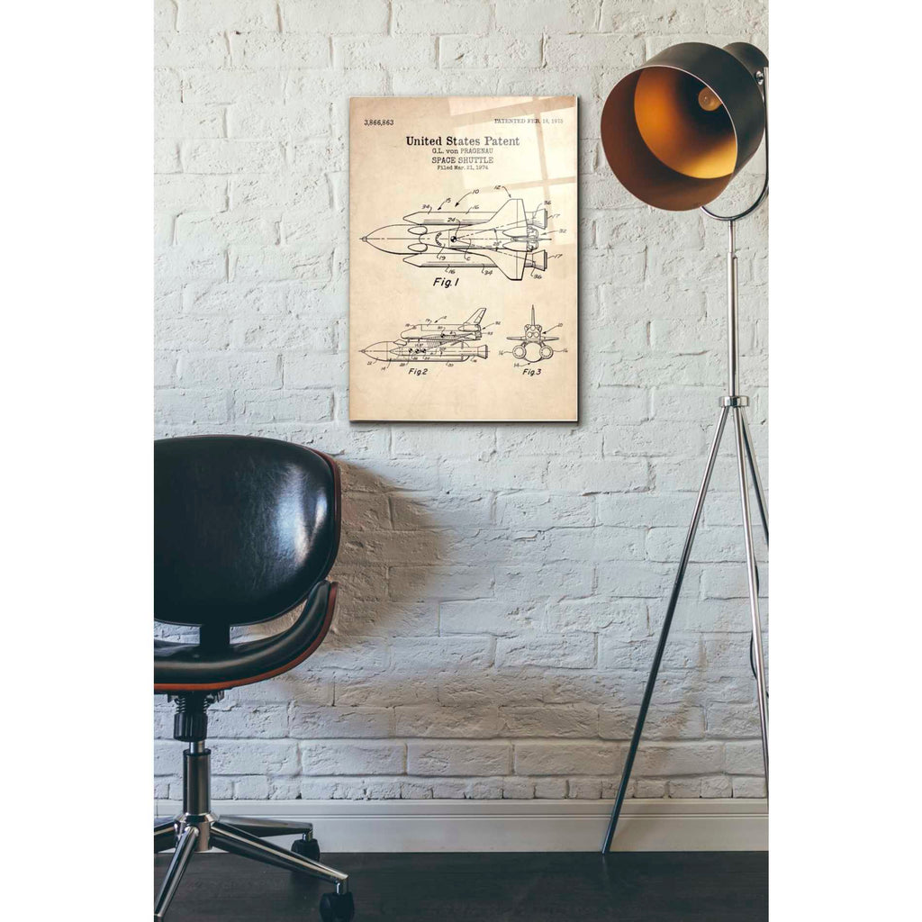 Epic Art 'Space Shuttle Blueprint Patent Parchment' Acrylic Glass Wall Art,16x24