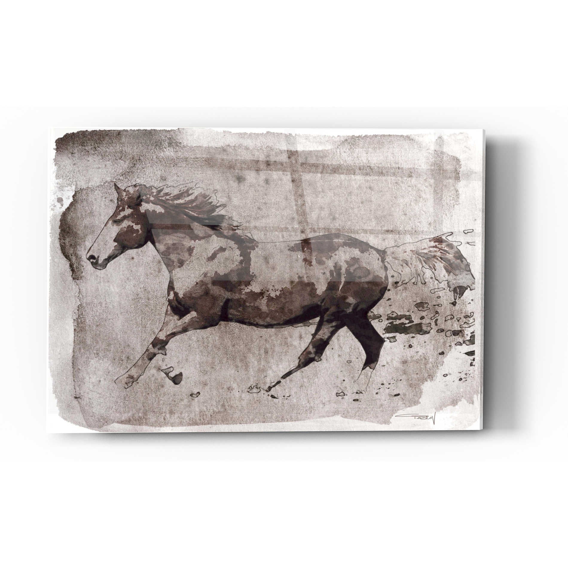 Epic Art 'Brown Horse Running' by Irena Orlov, Acrylic Glass Wall Art,16x24