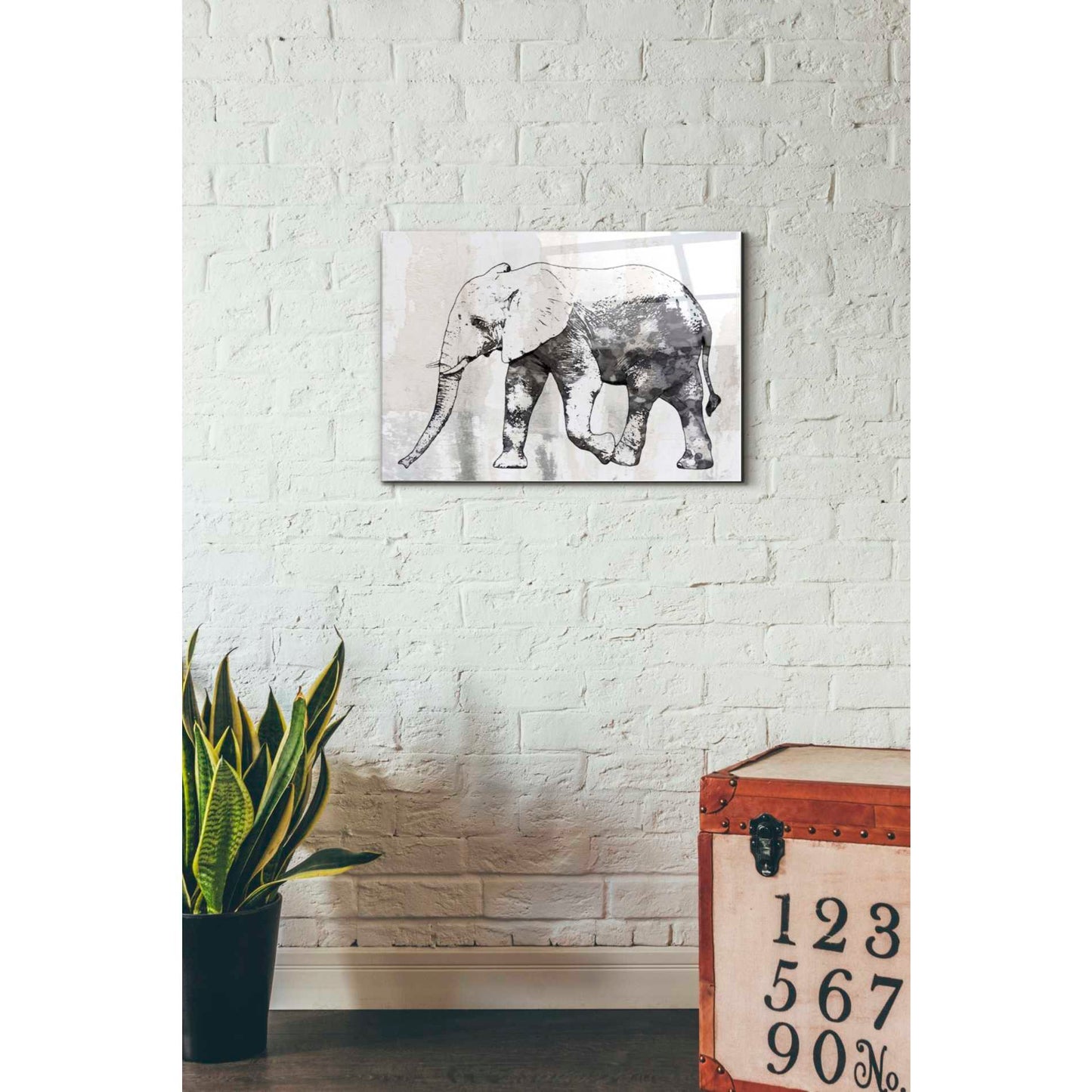 Epic Art 'Rustic Grey Elephant 2' by Irena Orlov, Acrylic Glass Wall Art,16x24